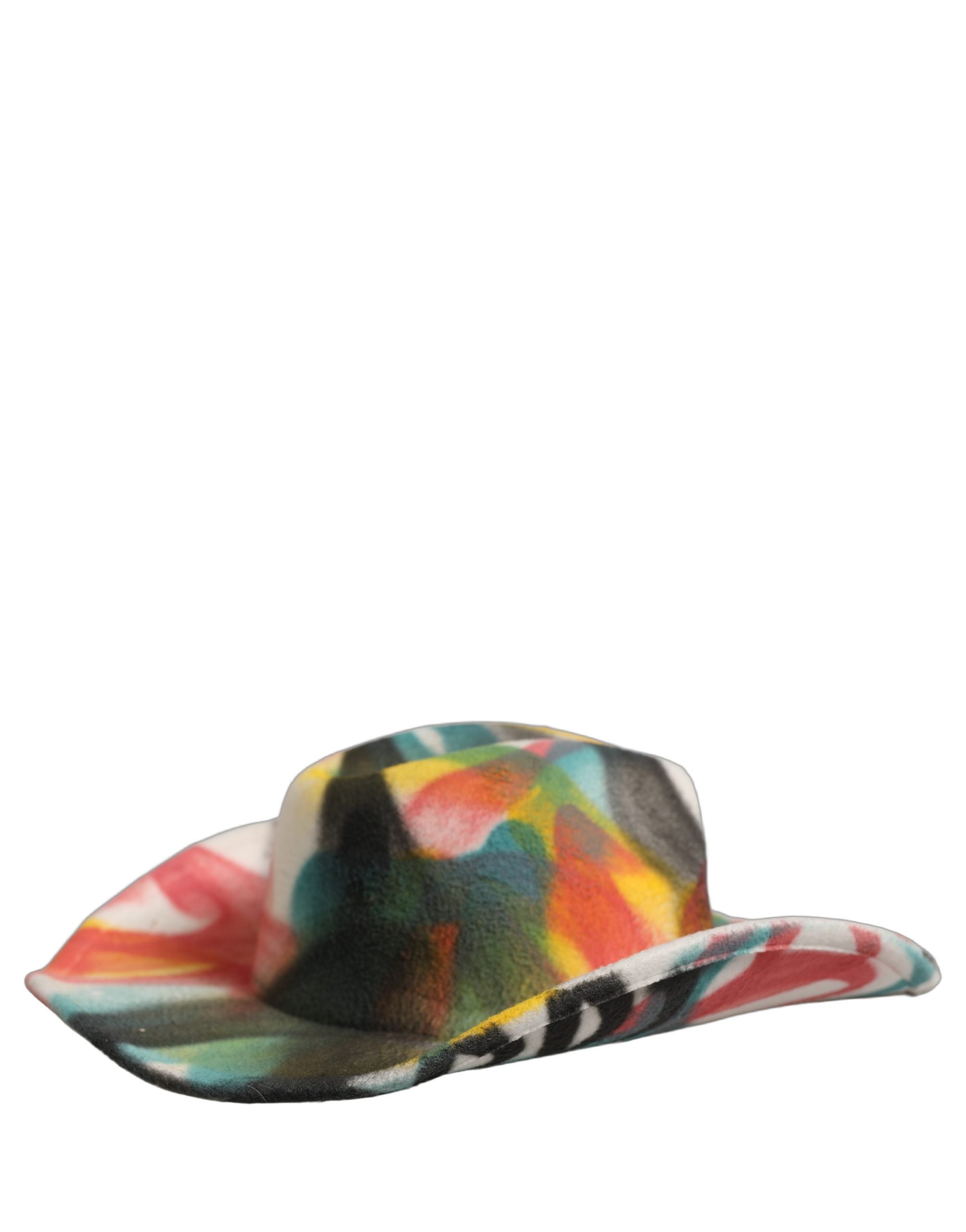 Dolce & Gabbana Men White Graffiti Wide Brim Fedora Capello Hat