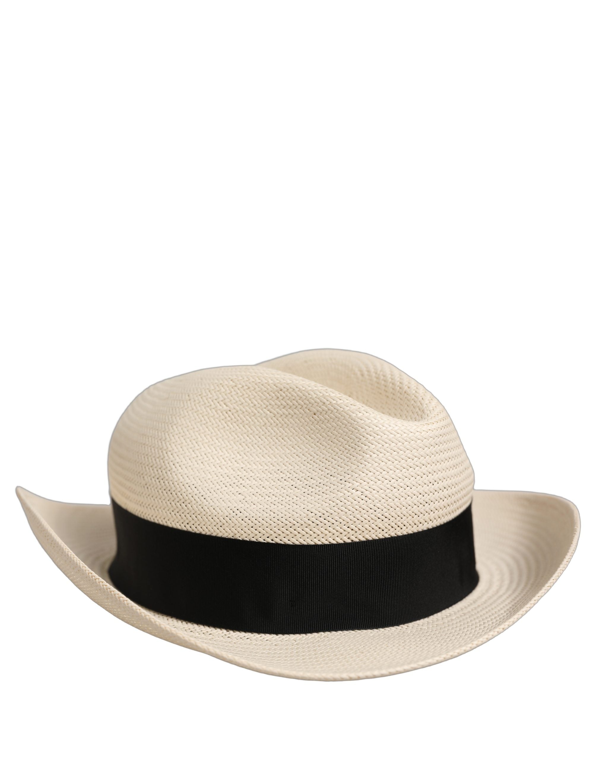 Dolce & Gabbana Men White Paper Straw Fedora Panama Capello Hat