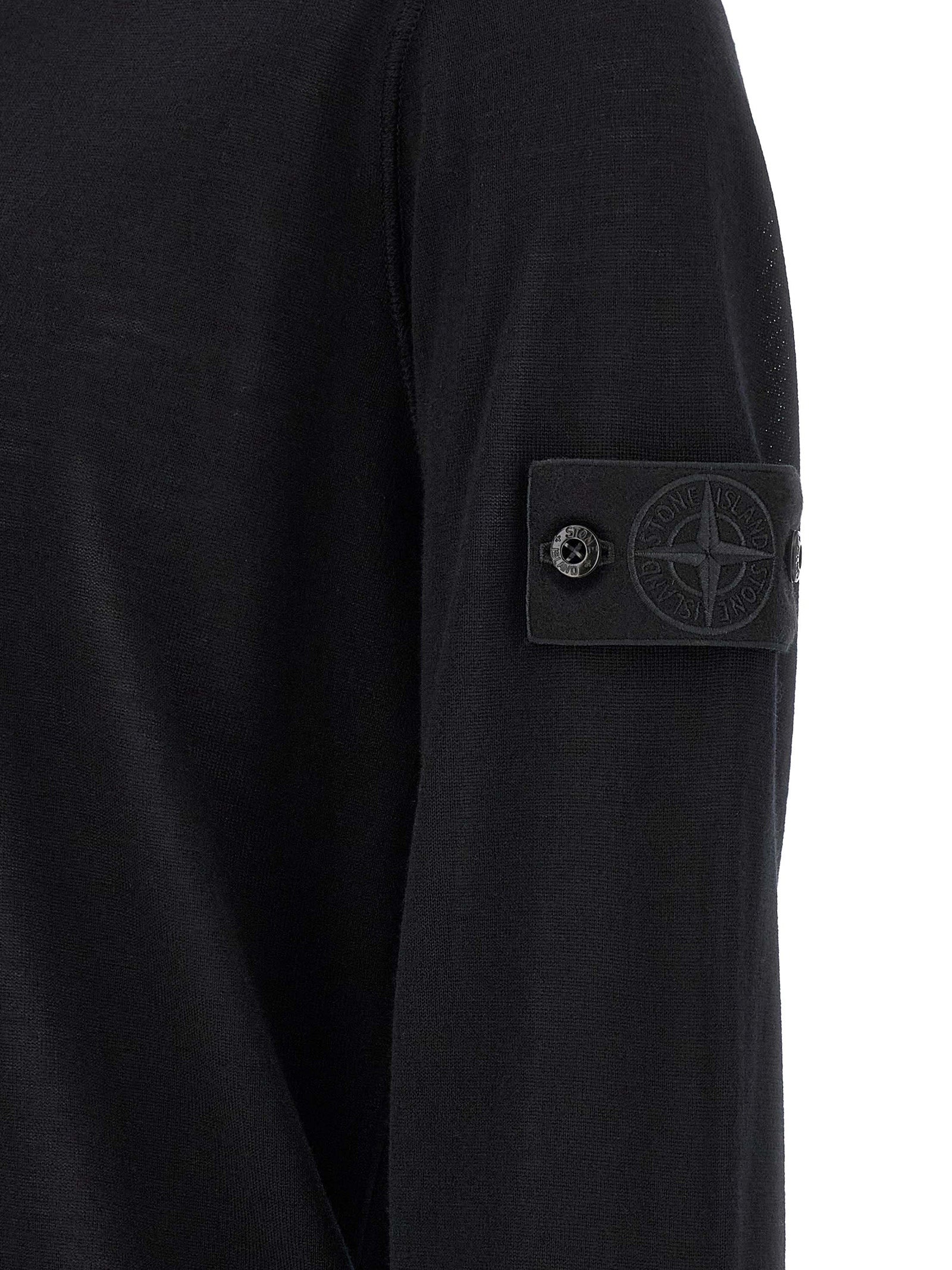 Stone Island Black Virgin Wool Cardigan