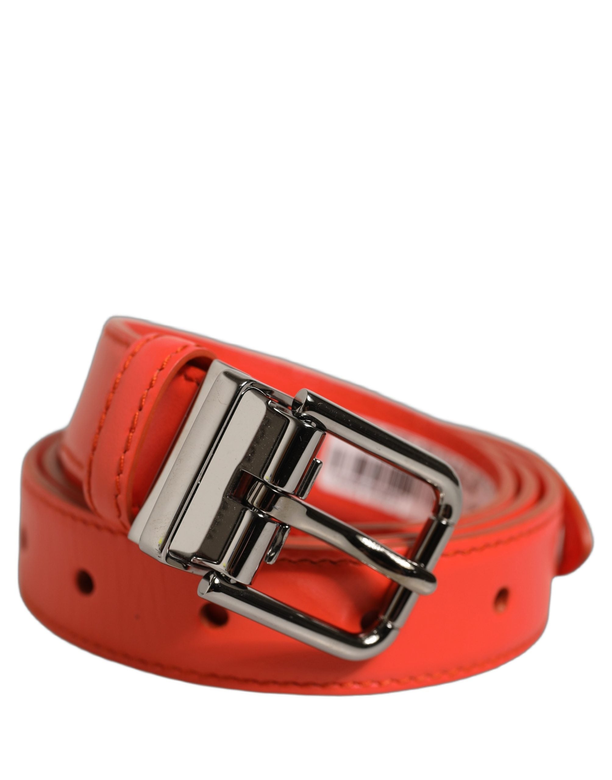 Dolce & Gabbana Red Leather Silver Metal Buckle Cintura Belt