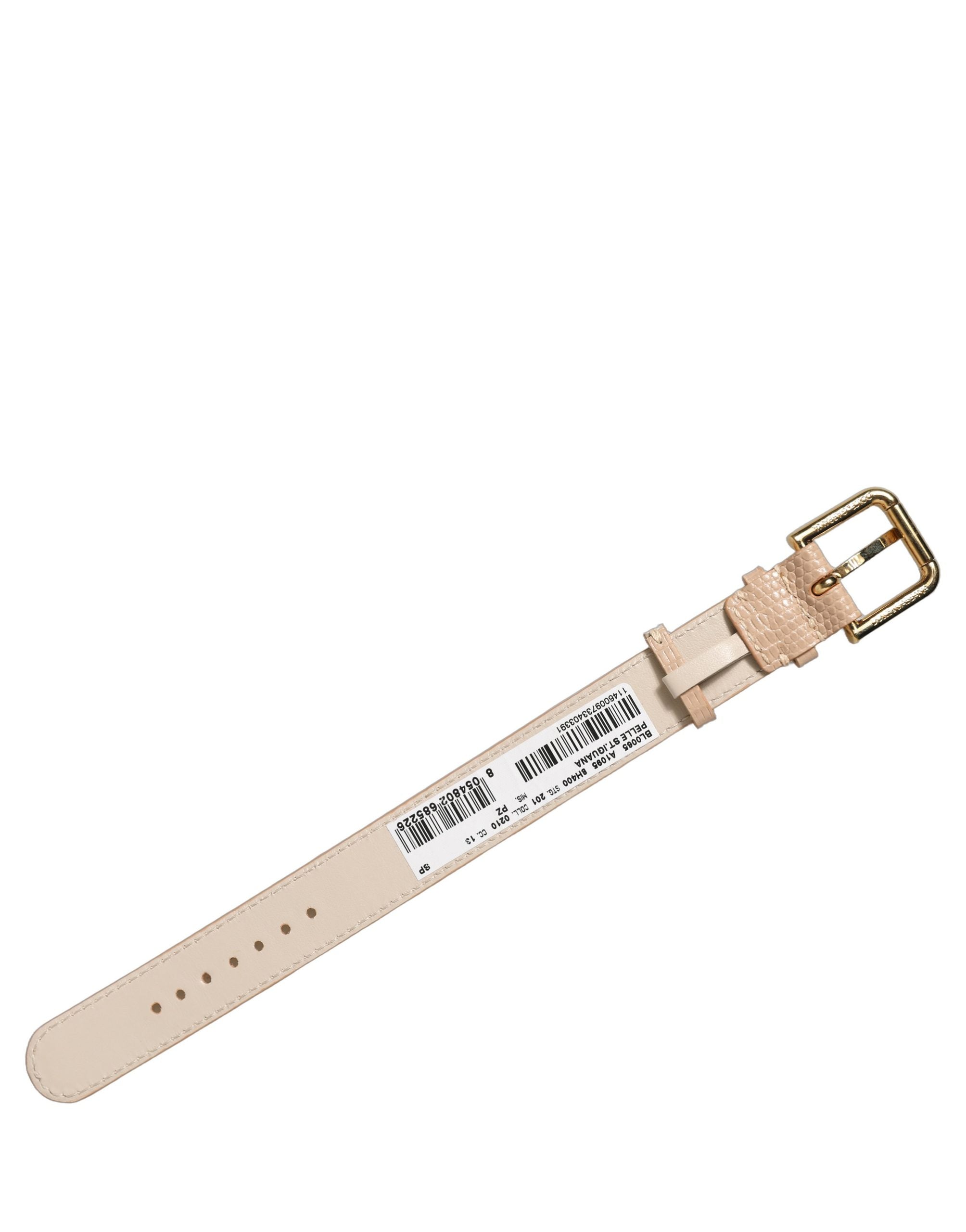 Dolce & Gabbana Beige Textured Leather Gold Buckle Belt Strap Bracelet