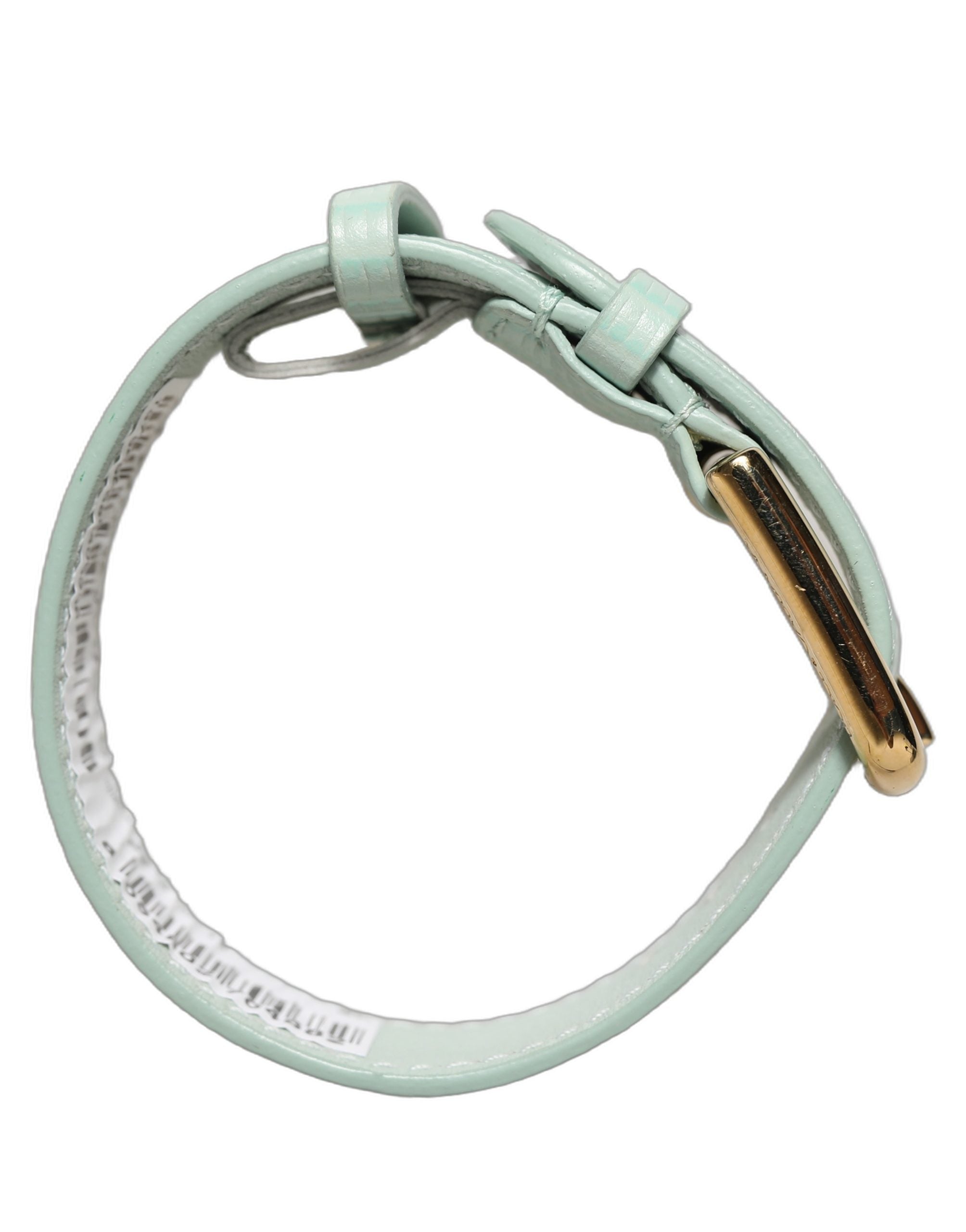 Dolce & Gabbana Green Textured Leather Gold Buckle Belt Strap Bracelet