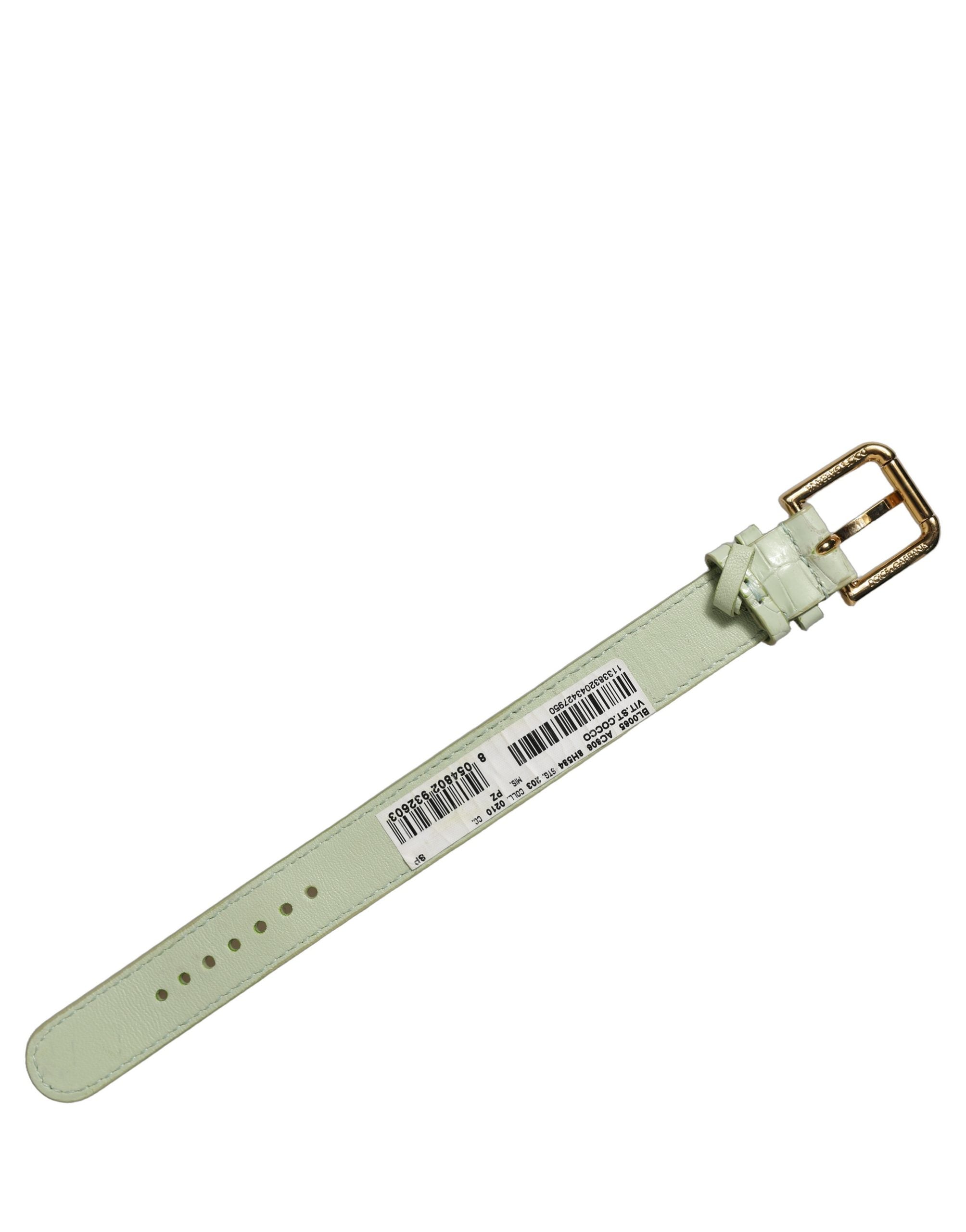 Dolce & Gabbana Green Embossed Leather Gold Buckle Belt Strap Bracelet