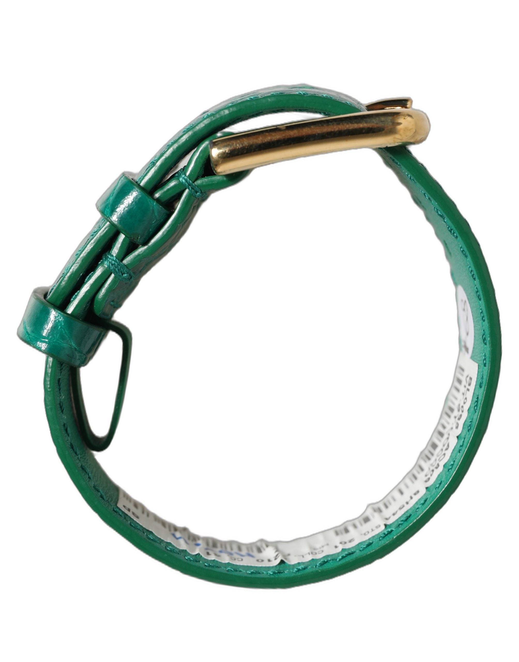 Dolce & Gabbana Green Embossed Leather Gold Buckle Belt Strap Bracelet
