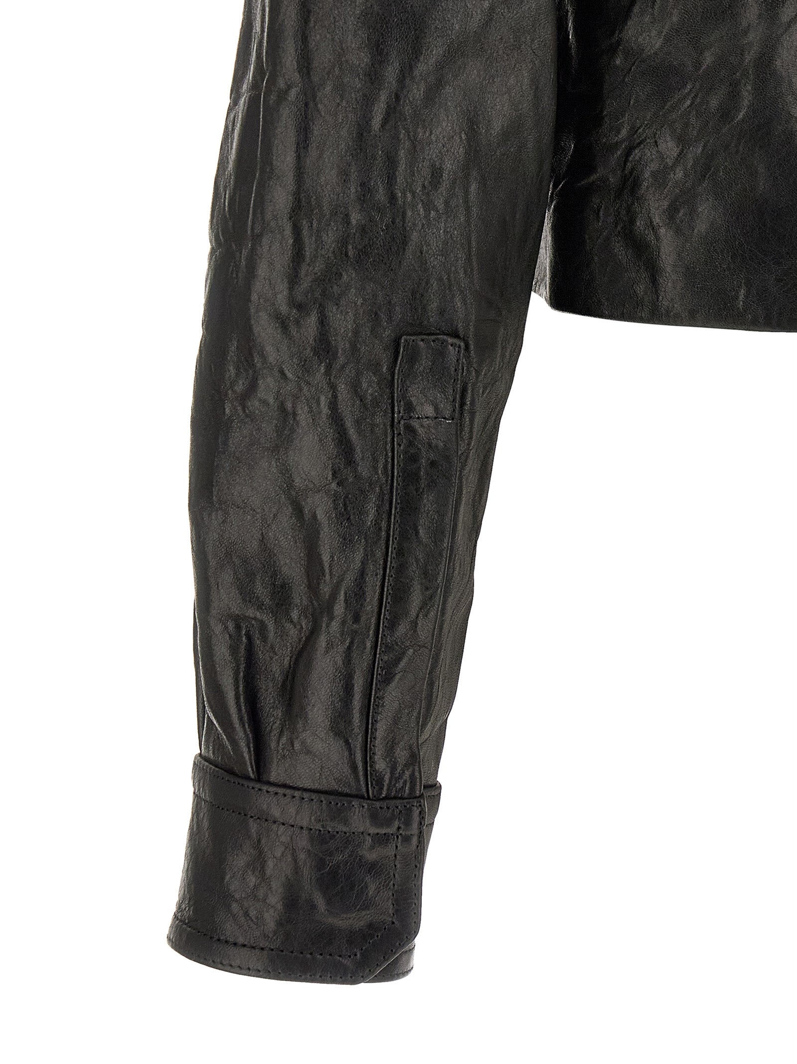 Rick Owens Black Lamb Leather Leather Jacket