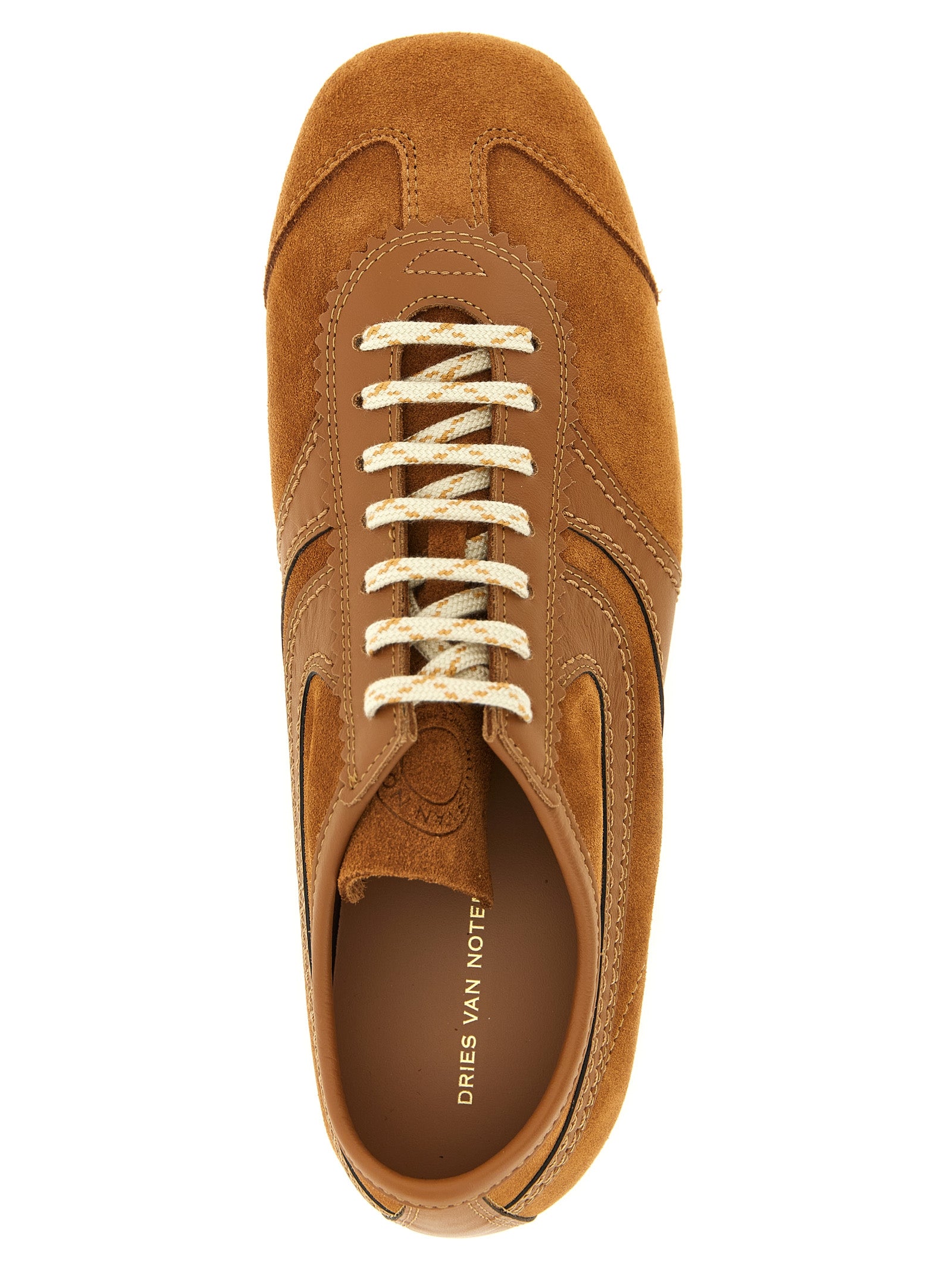 Dries Van Noten Brown Calfskin Low Top Sneakers