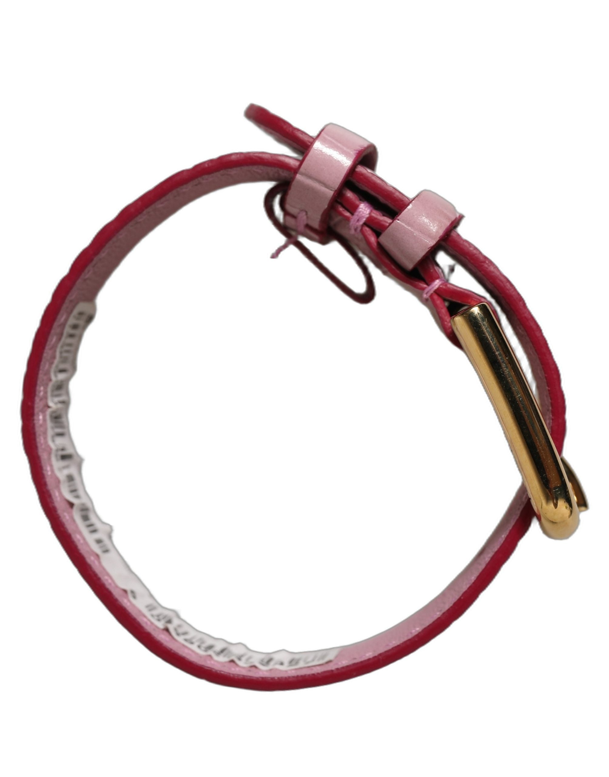 Dolce & Gabbana Pink Embossed Leather Gold Buckle Belt Strap Bracelet