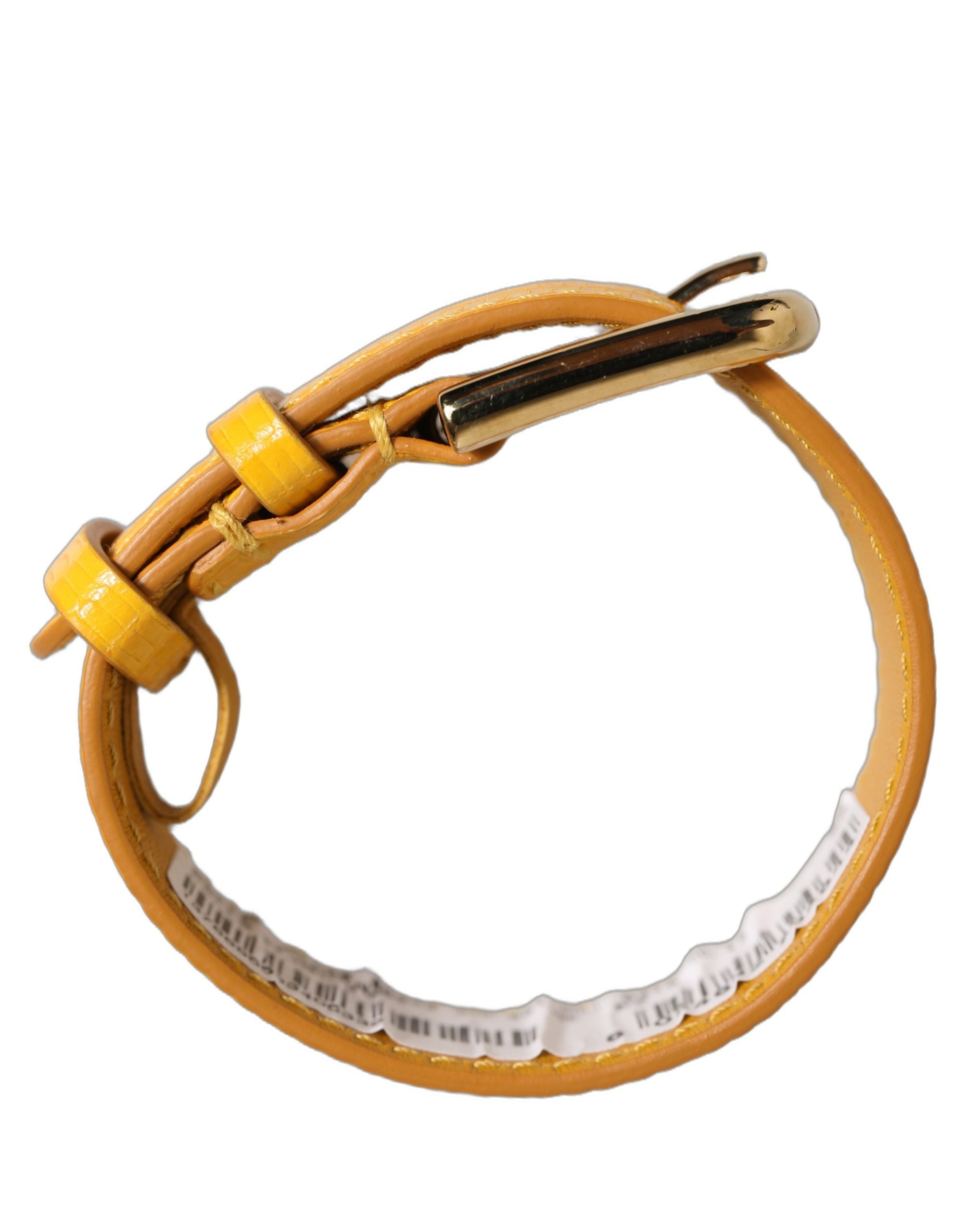 Dolce & Gabbana Yellow Textured Leather Gold Buckle Belt Strap Bracelet