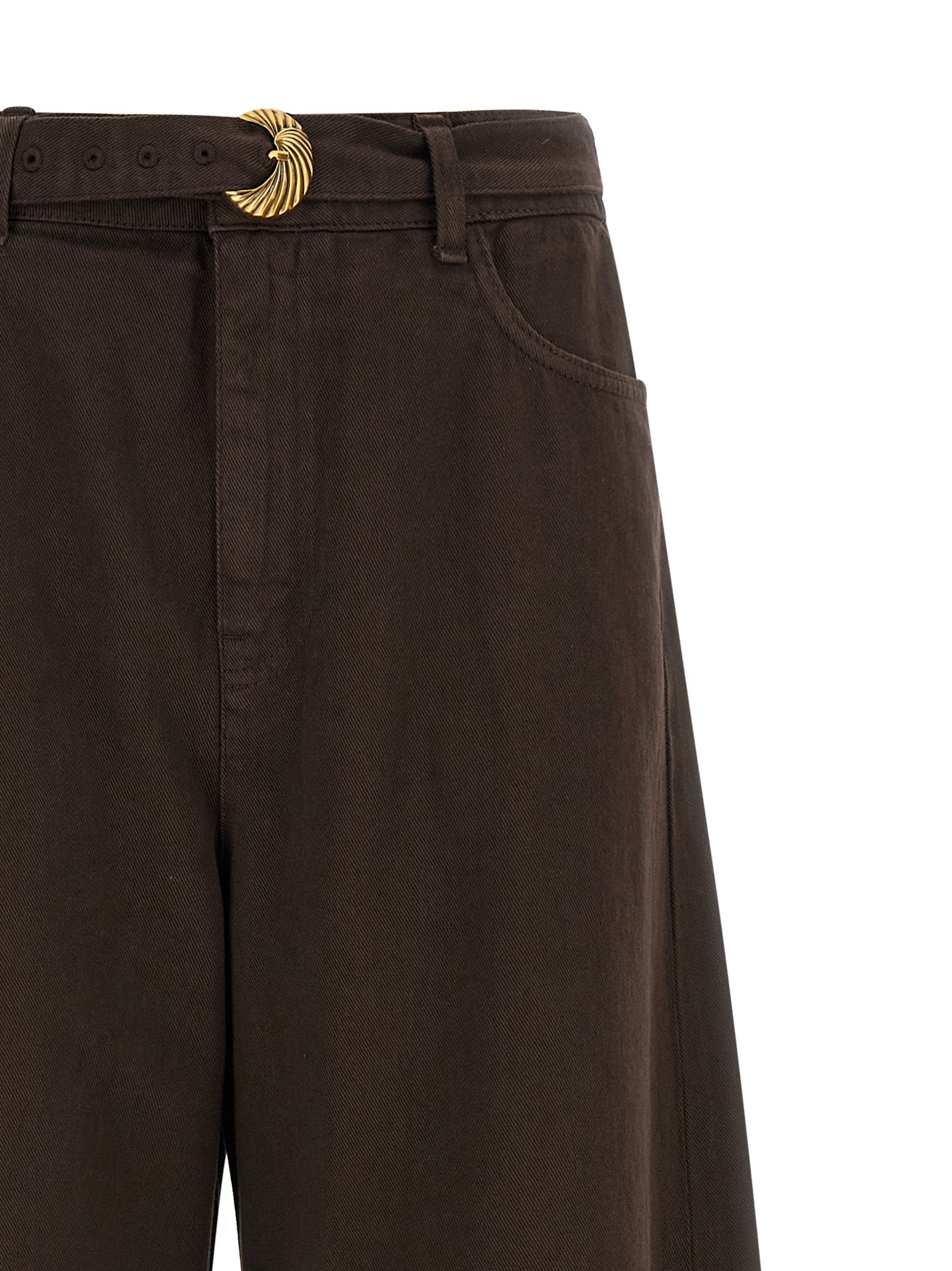 Twinset Brown Cotton High-Waisted Jean