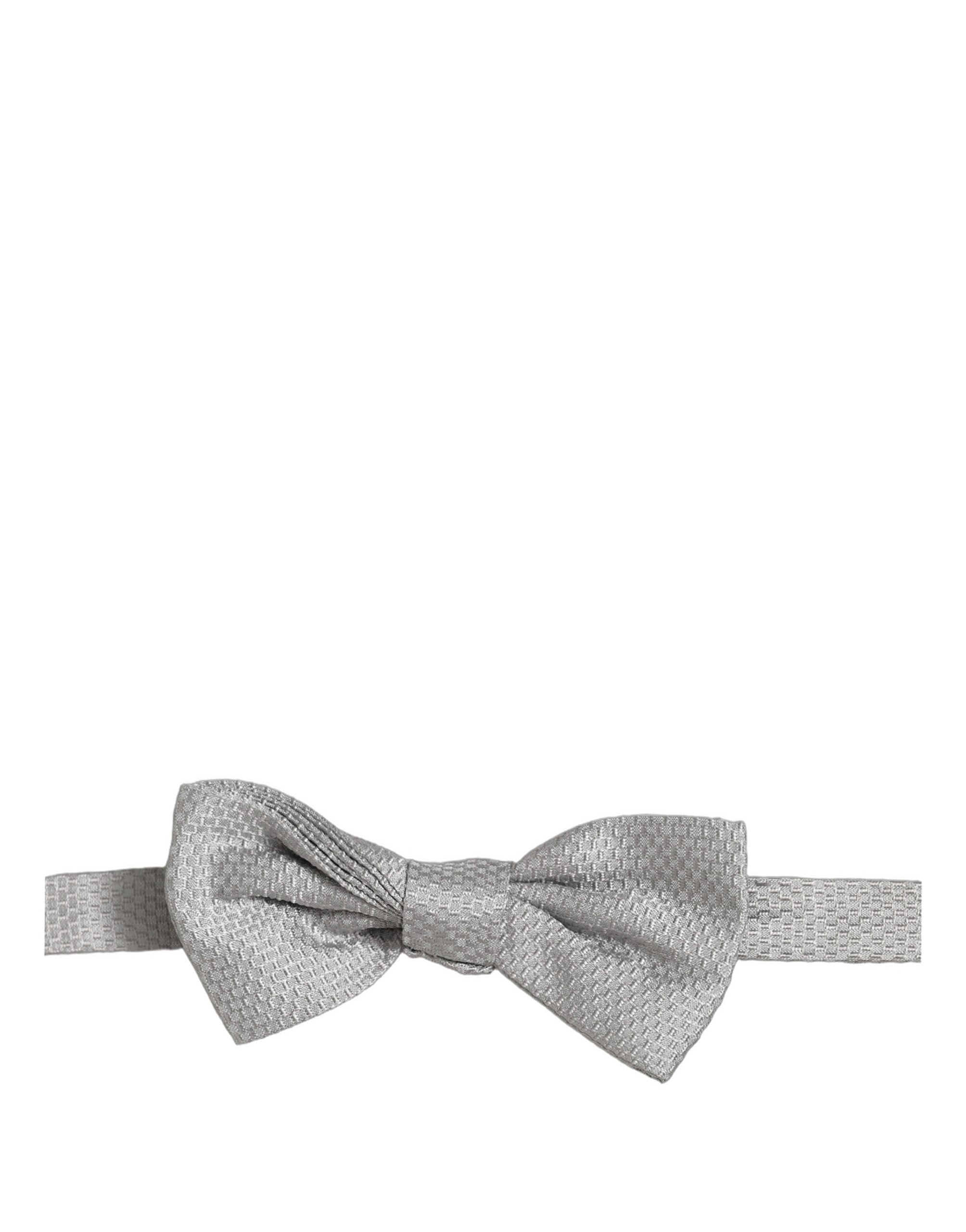 Dolce & Gabbana Men Gray 100% Silk Adjustable Neck Papillon Bow Tie