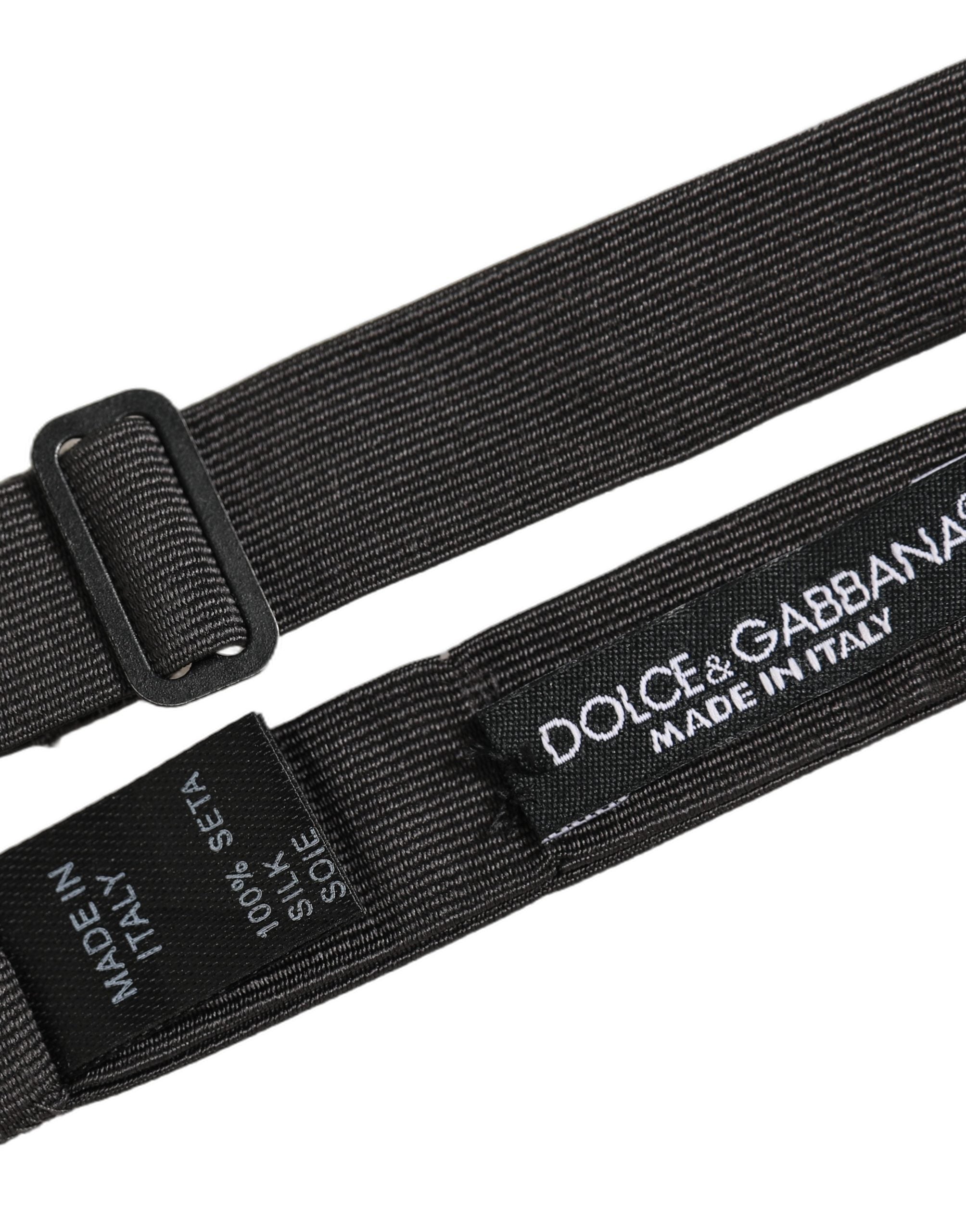 Dolce & Gabbana Men Black 100% Cotton Adjustable Neck Papillon Bow Tie