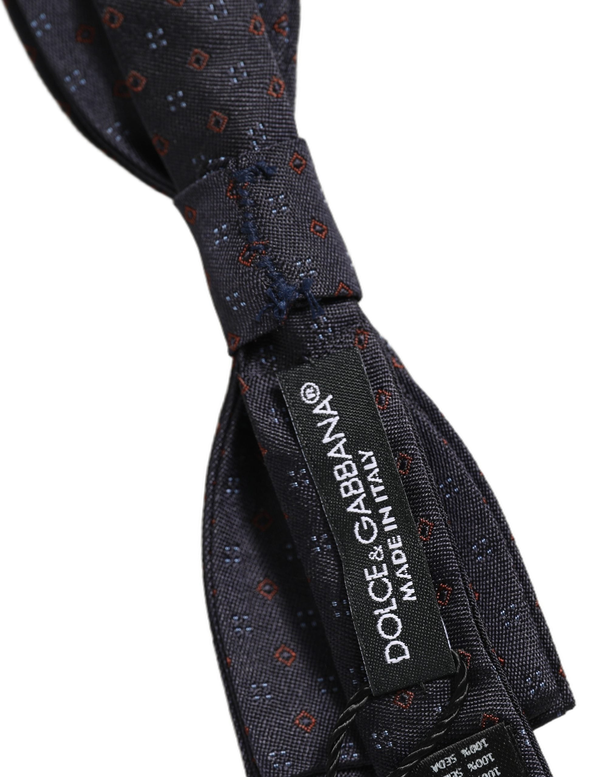 Dolce & Gabbana Black Diamond Pattern Adjustable Neck Papillon Bow Tie
