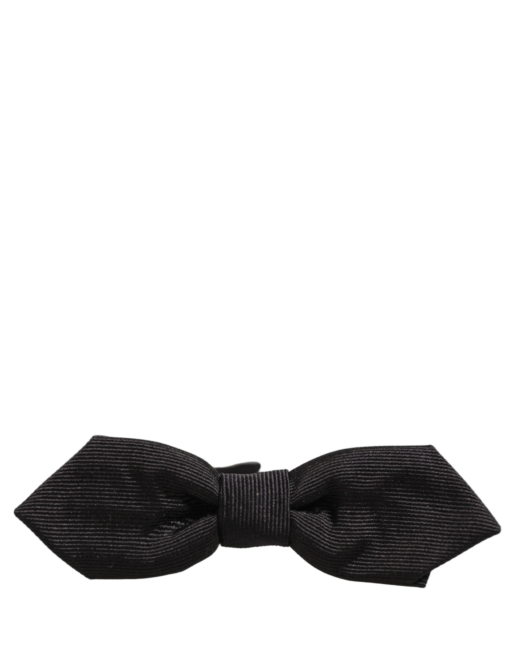 Dolce & Gabbana Men Black 100% Silk Adjustable Neck Papillon Bow Tie