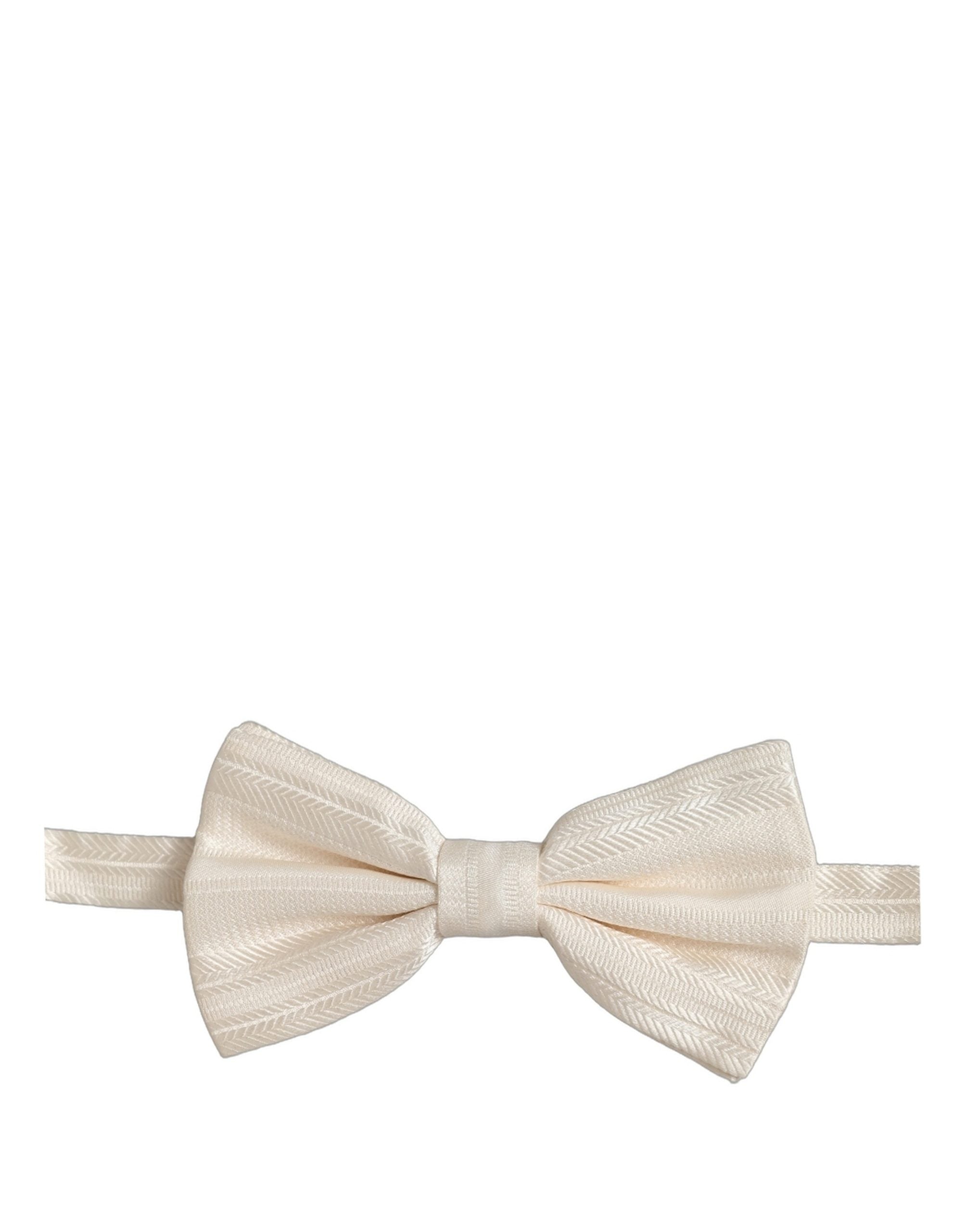 Dolce & Gabbana Men White 100% Silk Adjustable Neck Papillon Bow Tie