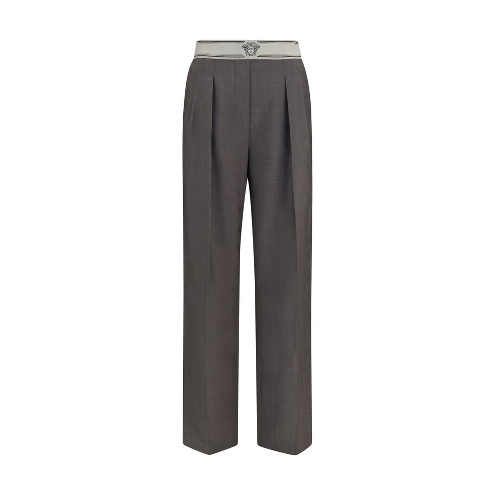 Versace Gray Wool Oves Aries Pants