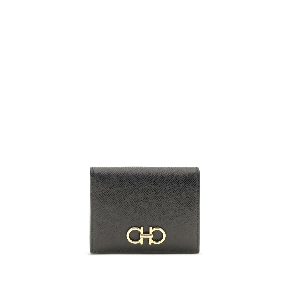 Ferragamo Black Calf Leather Bos Taurus Wallet