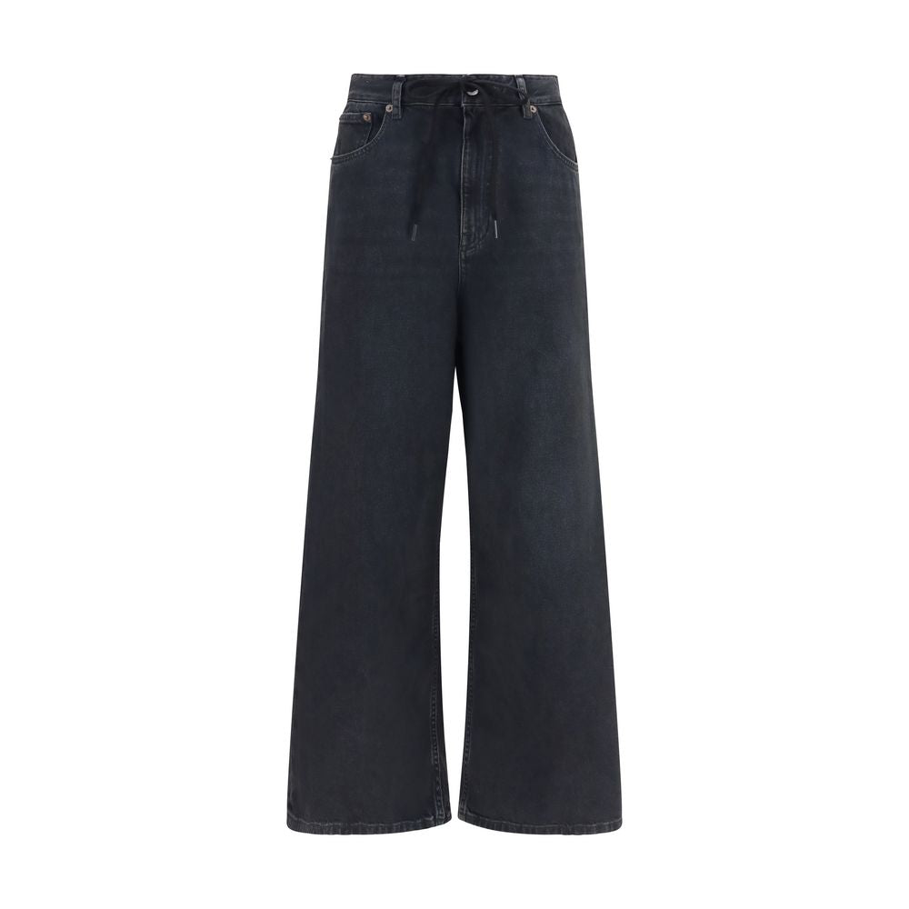 MM6 Black Cotton Relaxed Fit Jeans