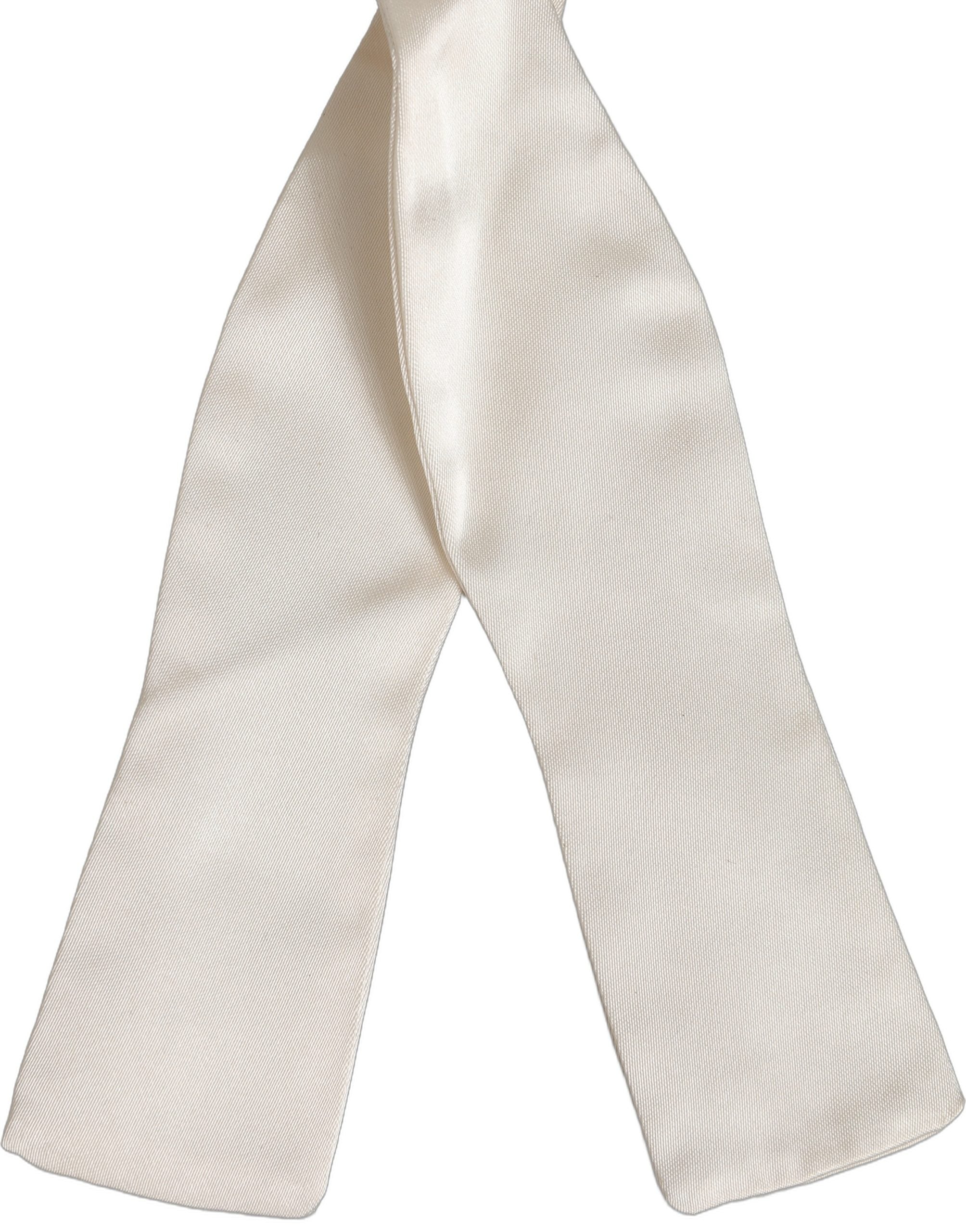 Dolce & Gabbana Men White 100% Silk Adjustable Neck Papillon Bow Tie