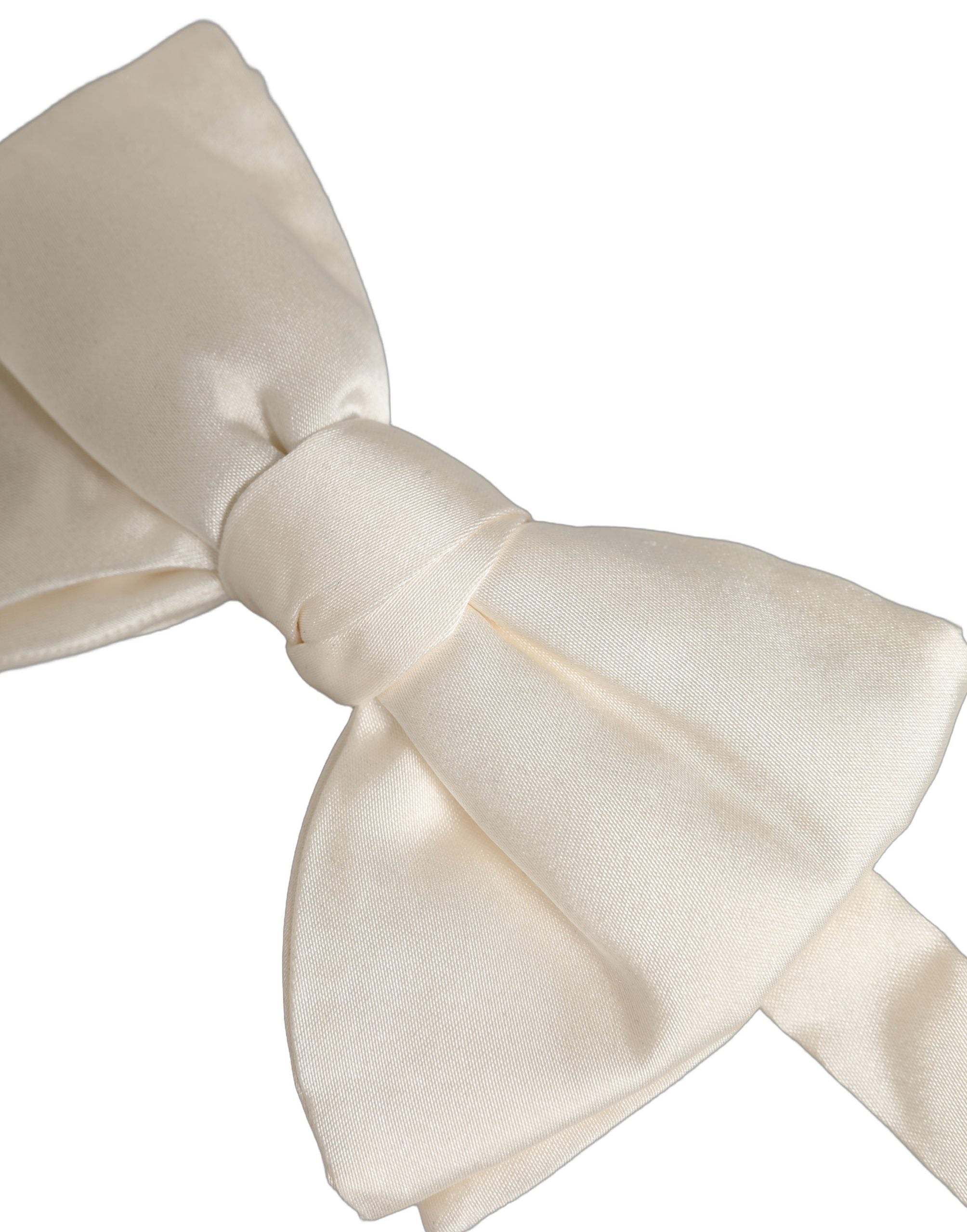 Dolce & Gabbana Men White 100% Silk Adjustable Neck Papillon Bow Tie