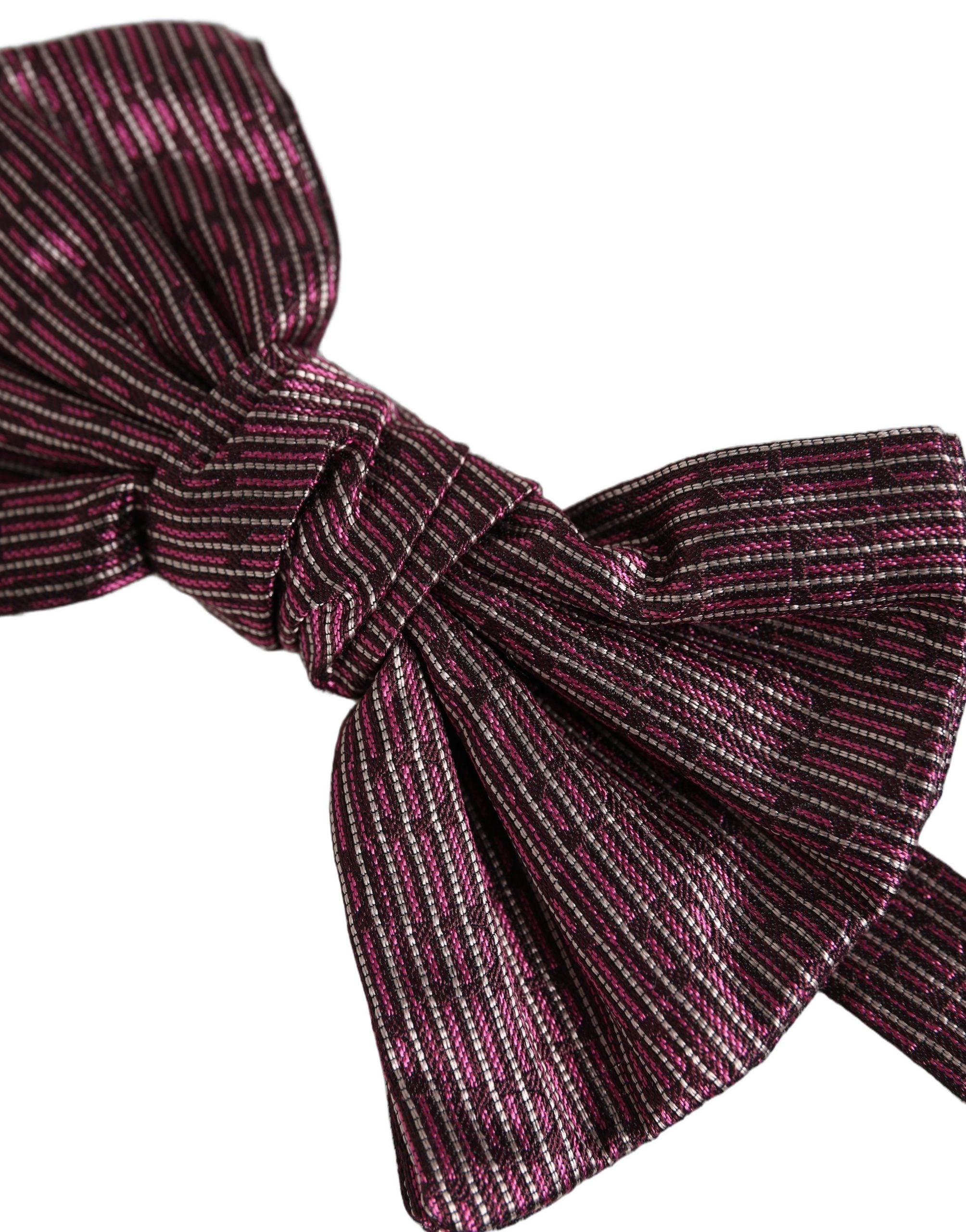 Dolce & Gabbana Men Maroon 100% Silk Adjustable Neck Papillon Bow Tie