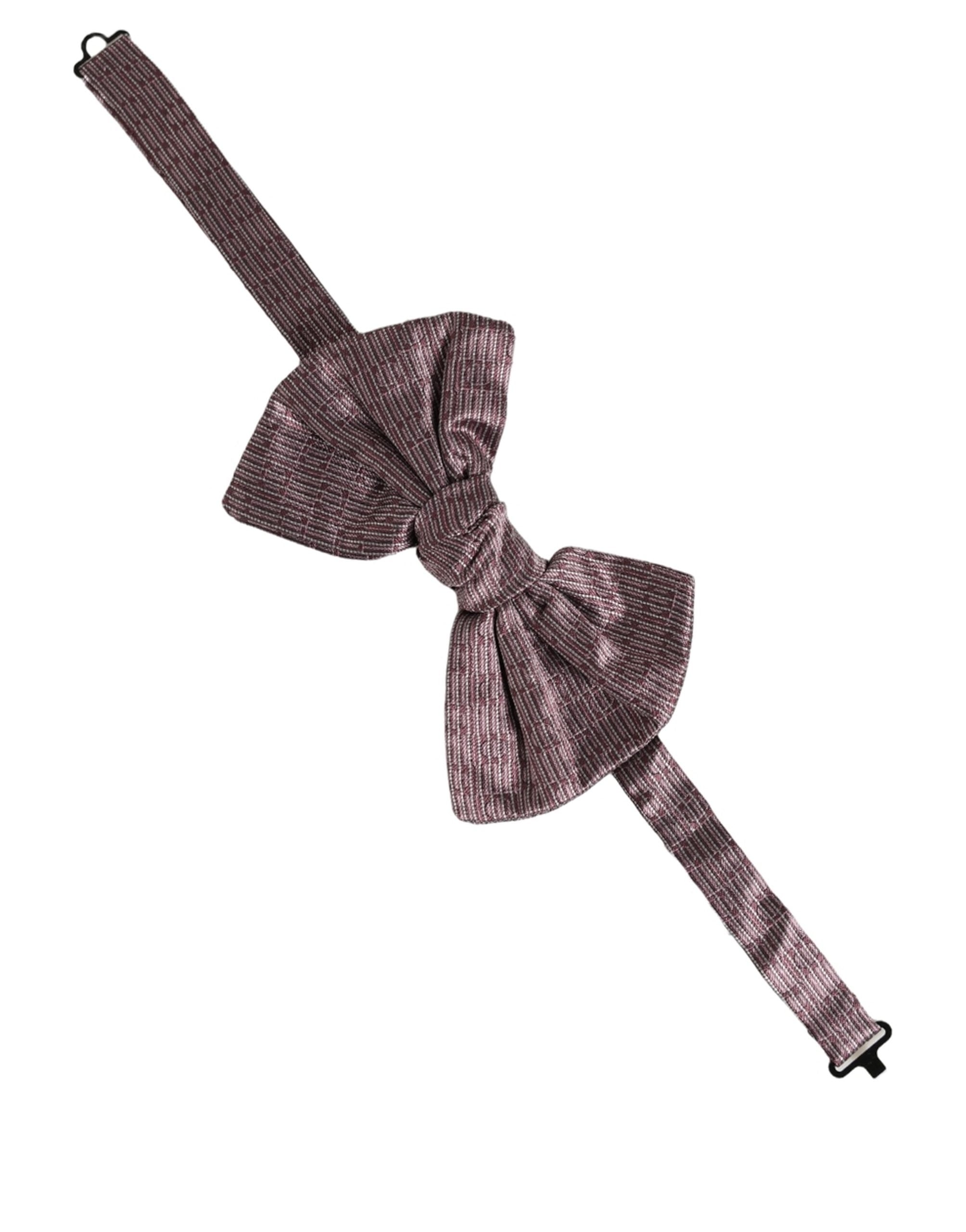 Dolce & Gabbana Men Maroon 100% Silk Adjustable Neck Papillon Bow Tie