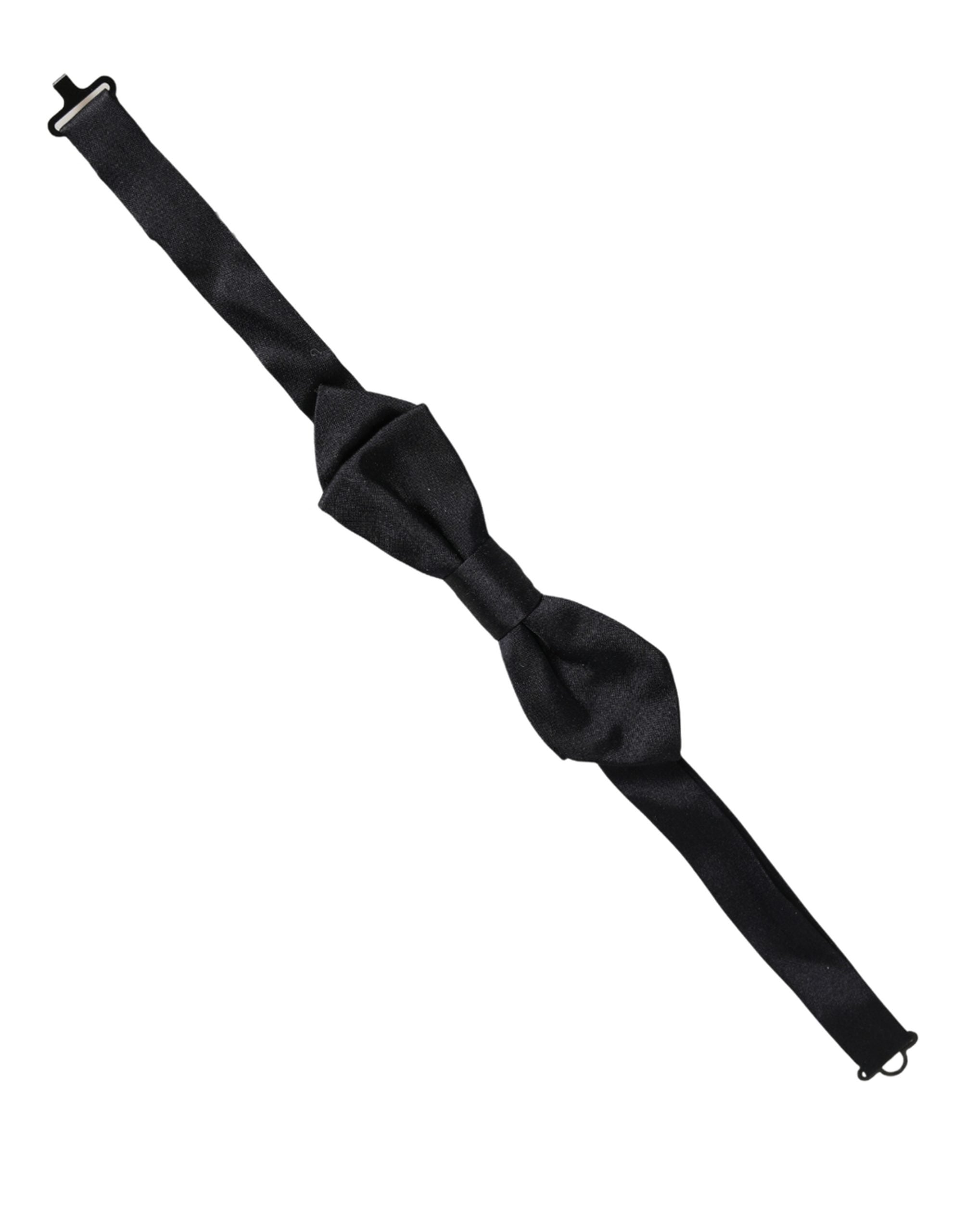 Dolce & Gabbana Men Black 100% Silk Adjustable Neck Papillon Bow Tie