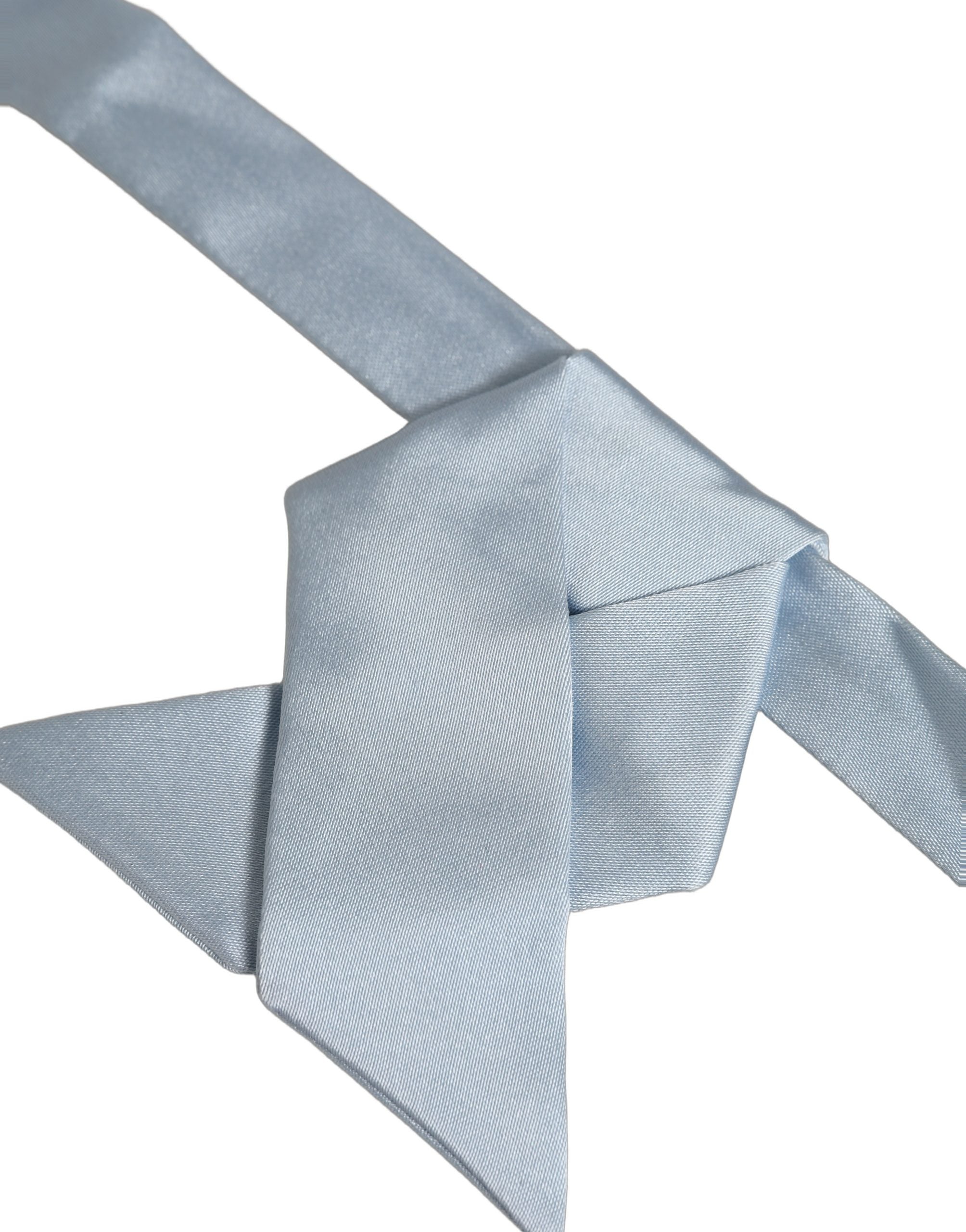Dolce & Gabbana Men Light Blue SIlk Adjustable Neck Papillon Bow Tie