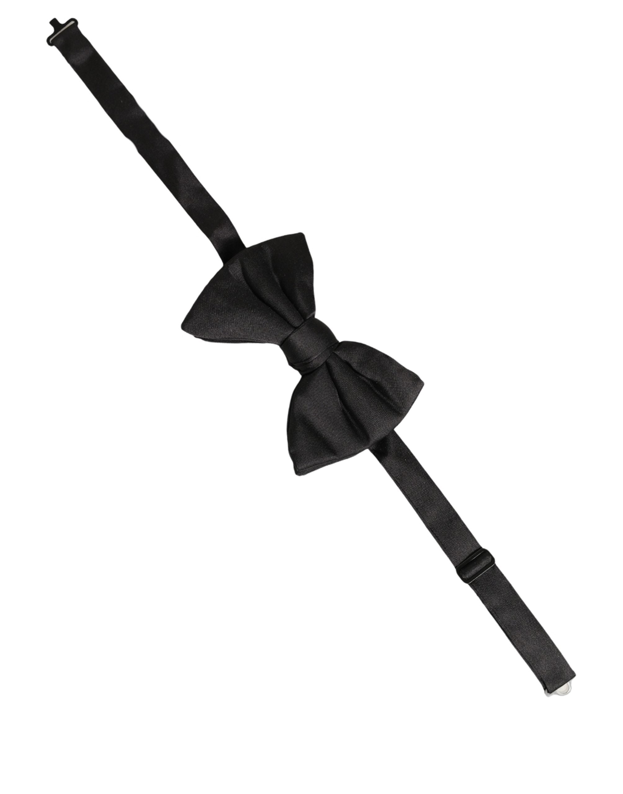 Dolce & Gabbana Men Black 100% Silk Adjustable Neck Papillon Bow Tie
