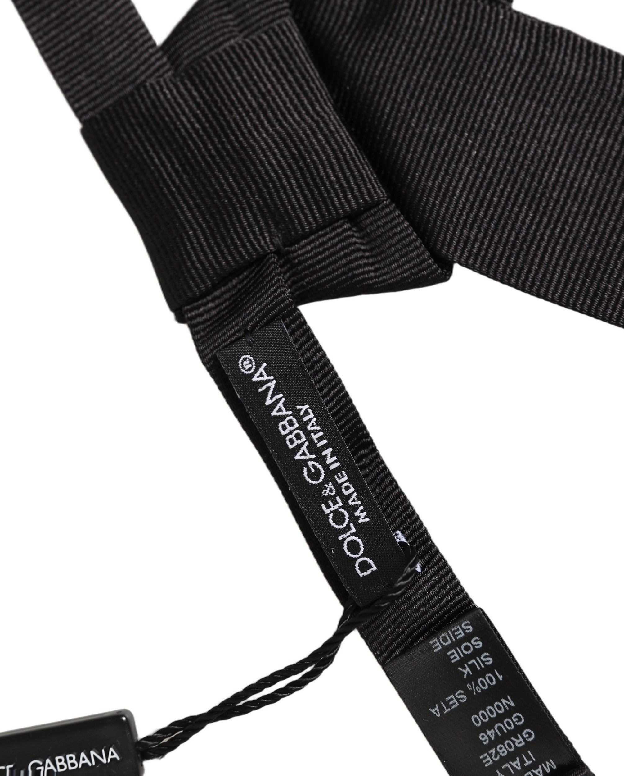 Dolce & Gabbana Men Black 100% SIlk Adjustable Neck Papillon Bow Tie