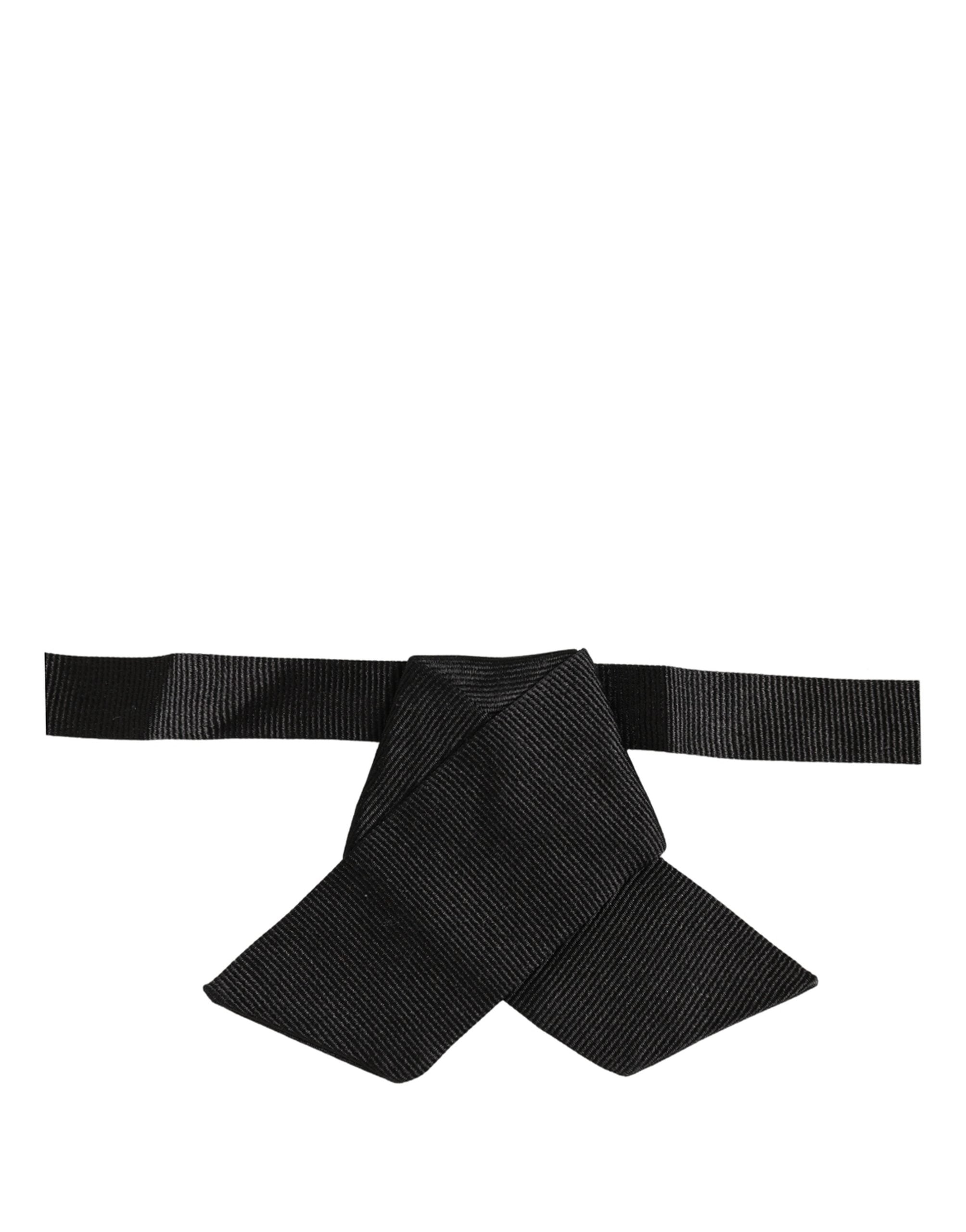 Dolce & Gabbana Men Black 100% SIlk Adjustable Neck Papillon Bow Tie