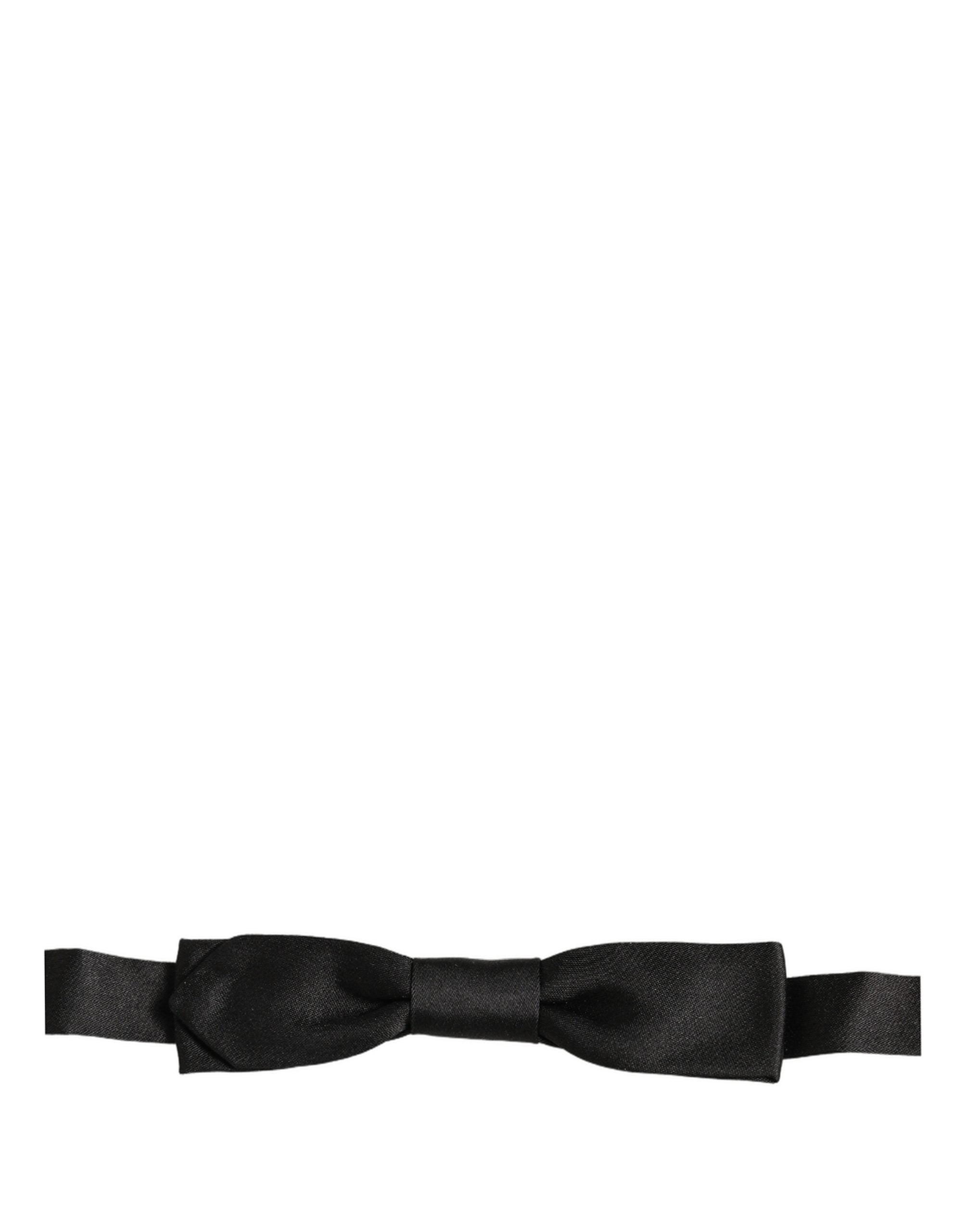 Dolce & Gabbana Men Black 100% SIlk Adjustable Neck Papillon Bow Tie