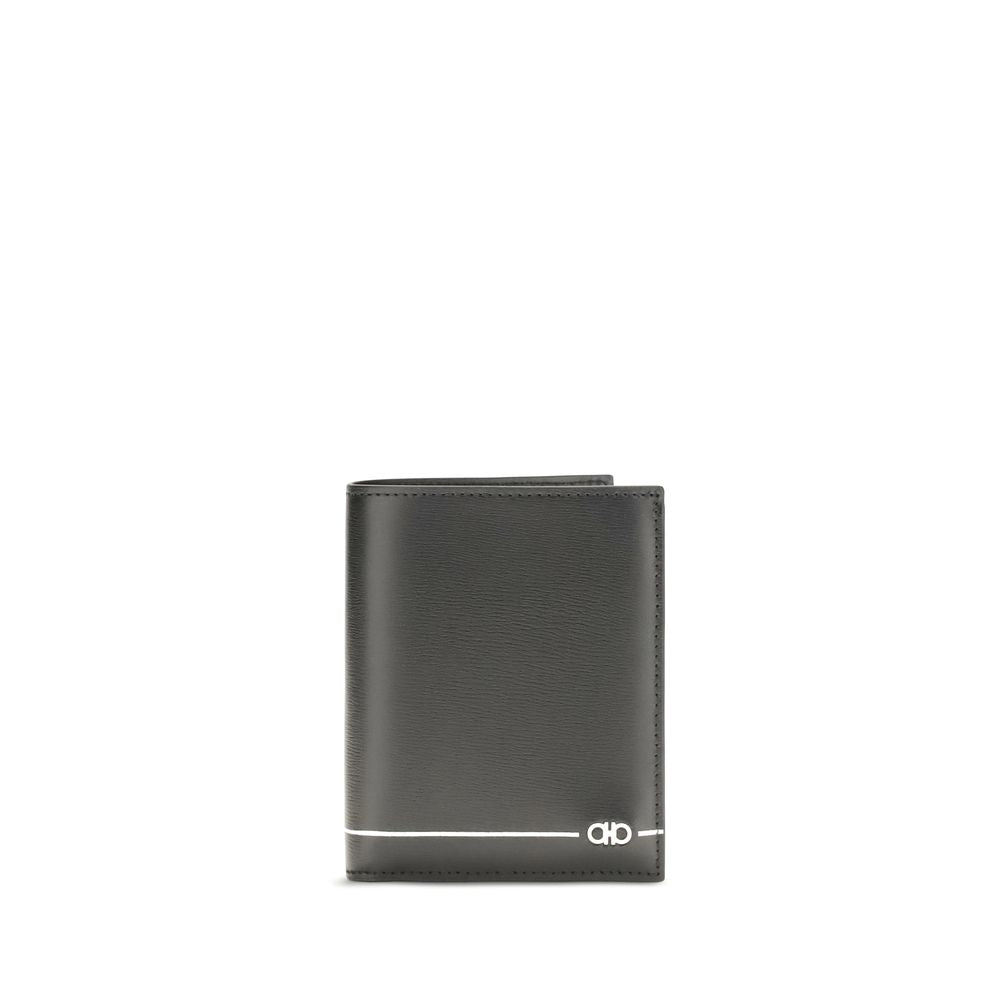 Ferragamo Black Calf Leather Bos Taurus Wallet