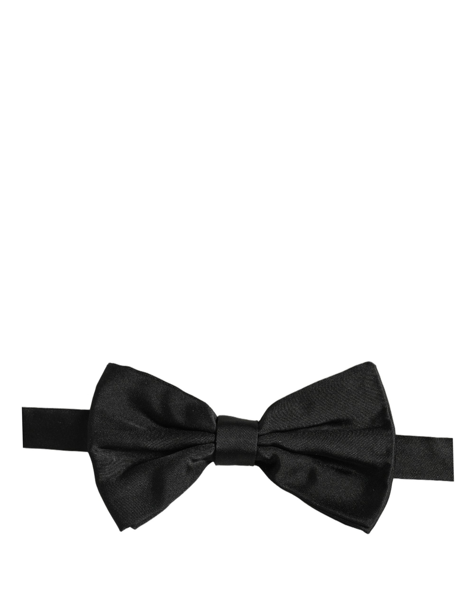 Dolce & Gabbana Men Black 100% Silk Adjustable Neck Papillon Bow Tie