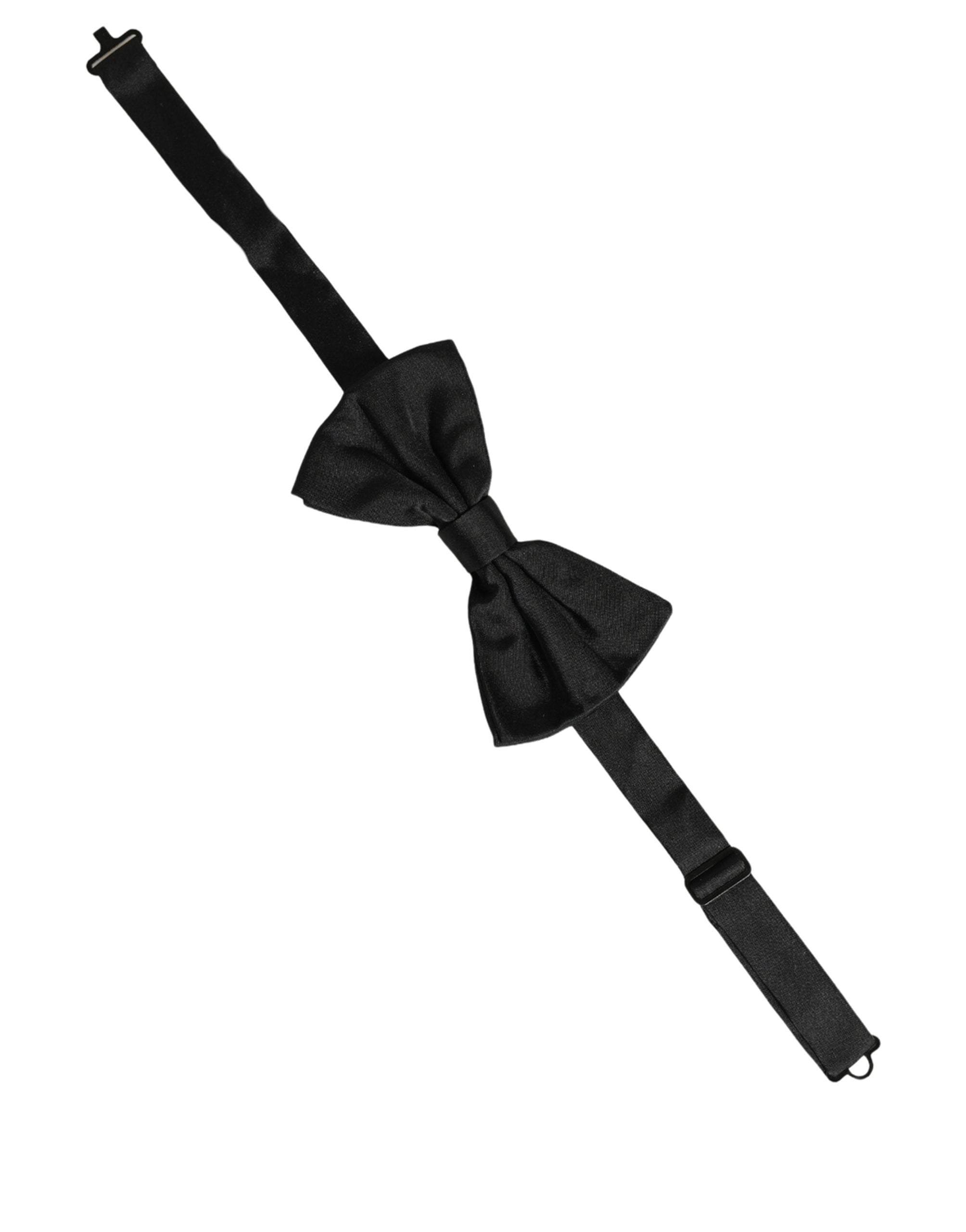 Dolce & Gabbana Men Black 100% Silk Adjustable Neck Papillon Bow Tie