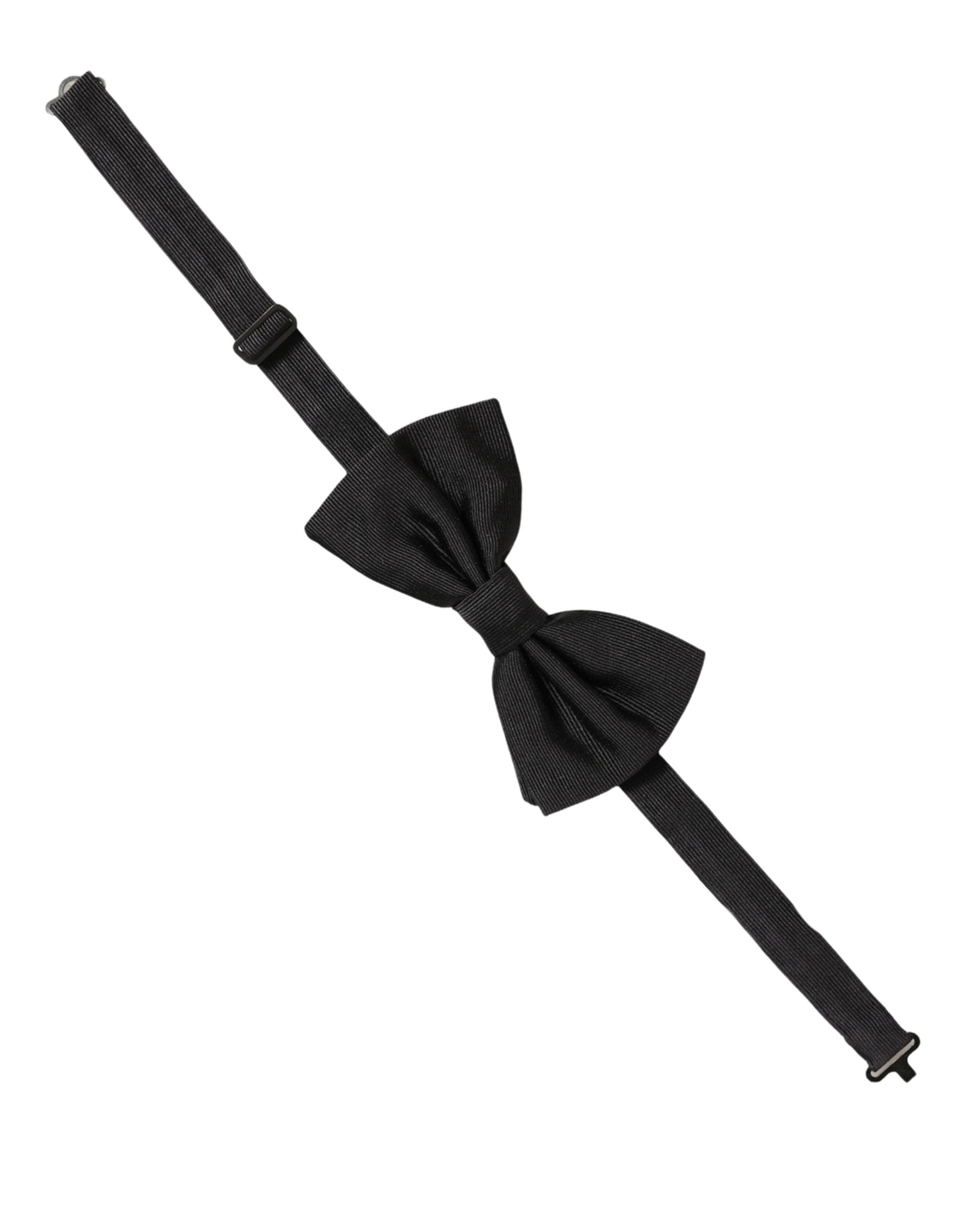 Dolce & Gabbana Men Black 100% Silk Adjustable Neck Papillon Bow Tie