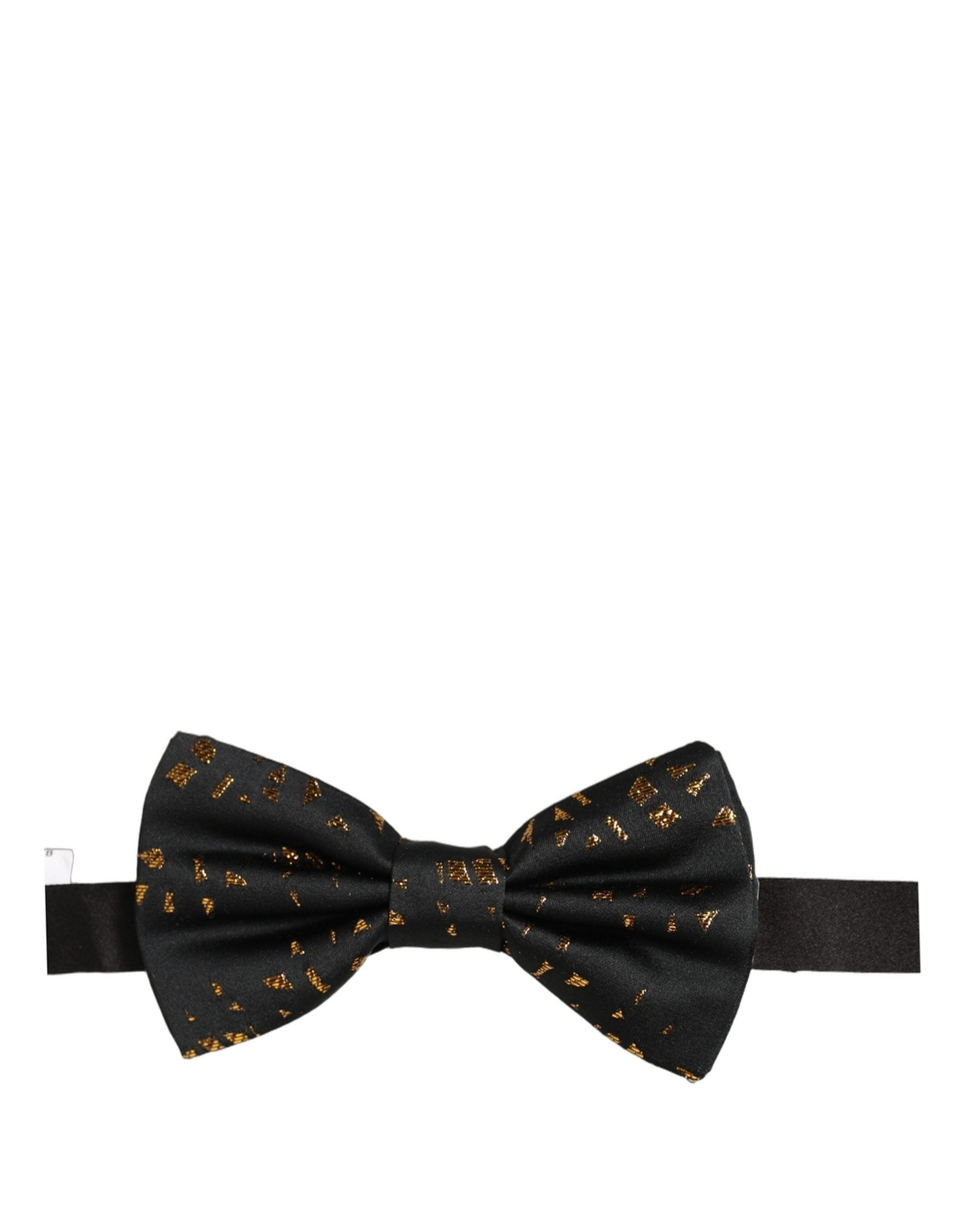 Dolce & Gabbana Black Gold Speckle Pattern Adjustable Neck Papillon Bow Tie