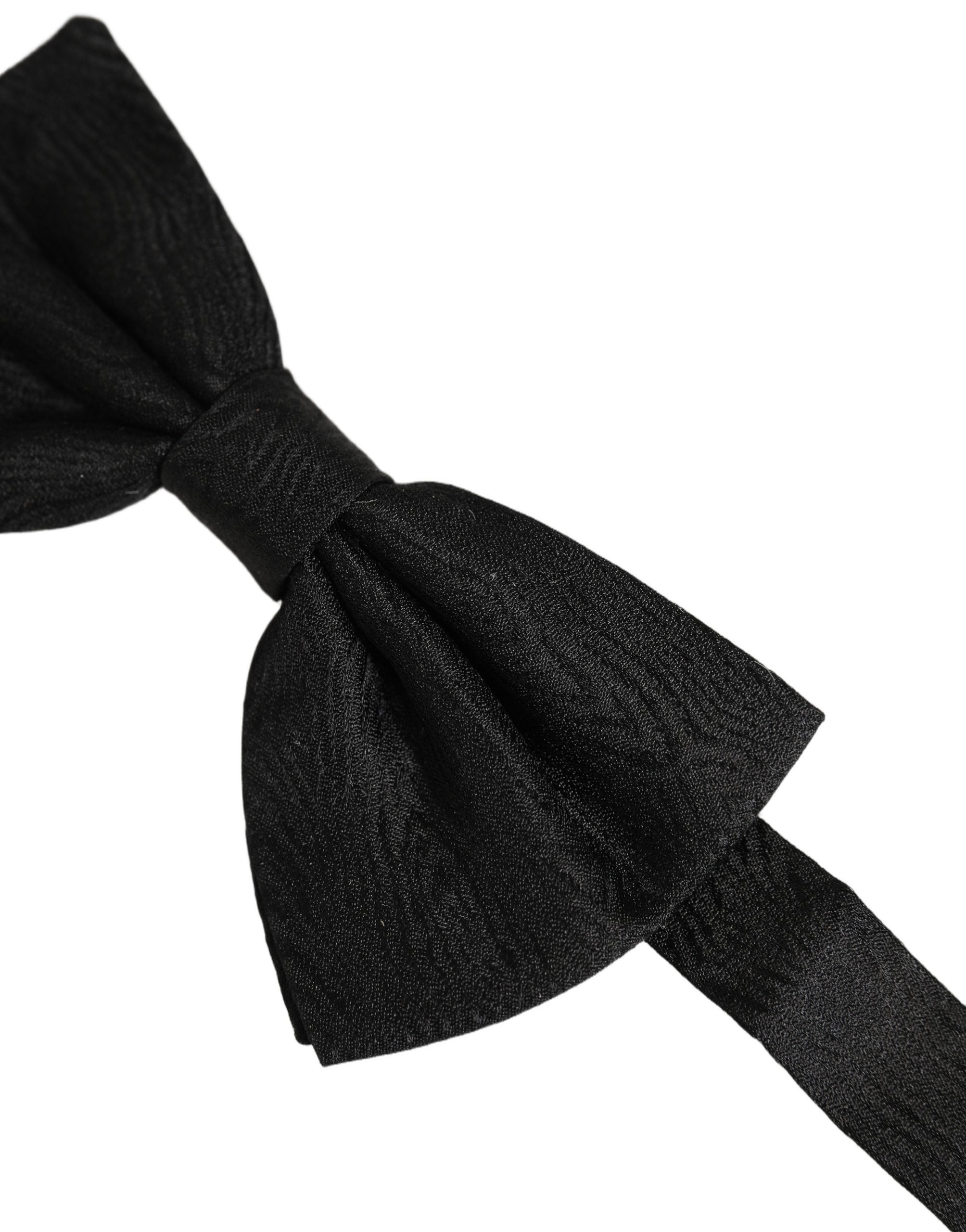 Dolce & Gabbana Men Black Silk Brocade Adjustable Neck Papillon Bow Tie