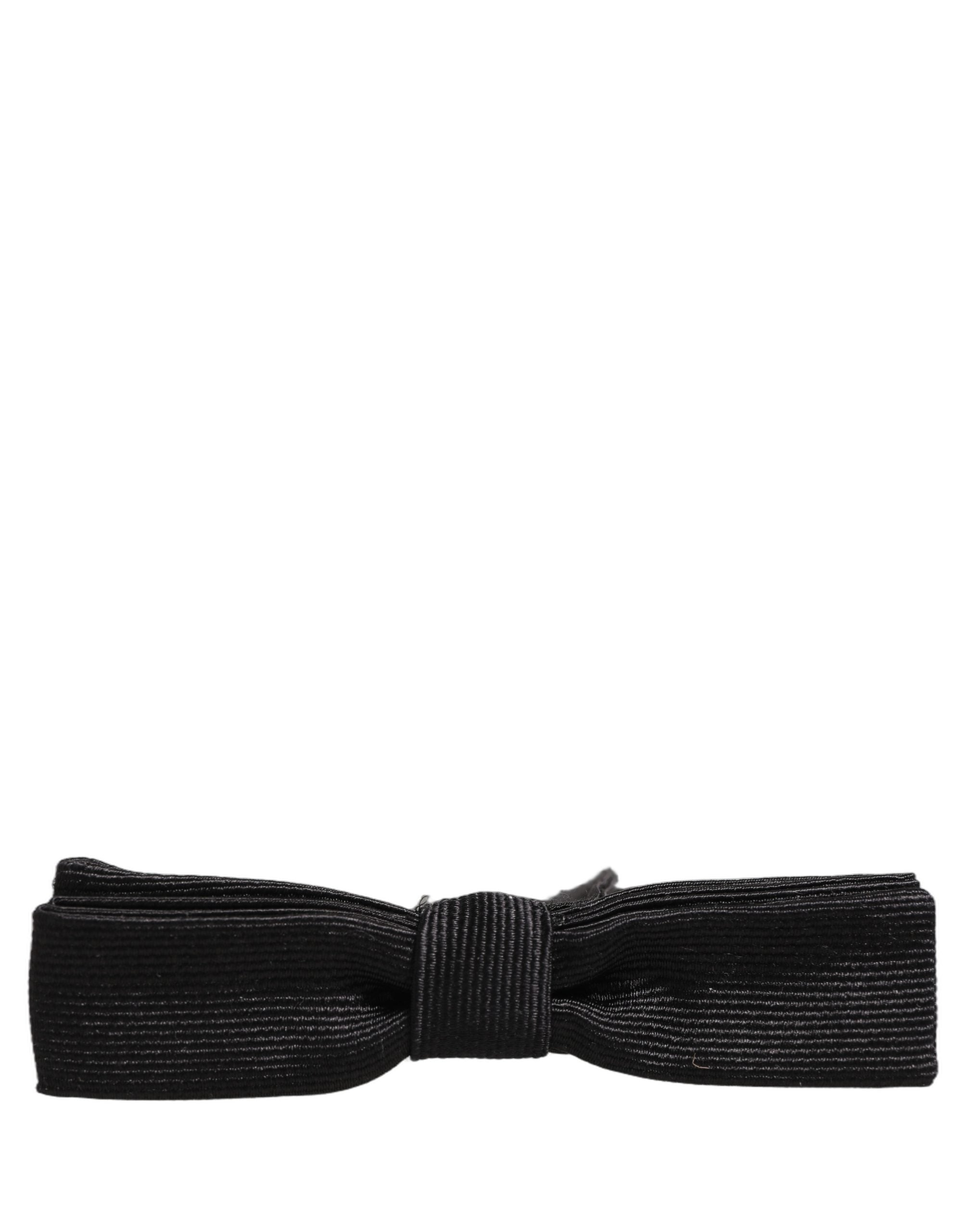 Dolce & Gabbana Men Black 100% SIlk Adjustable Neck Papillon Bow Tie