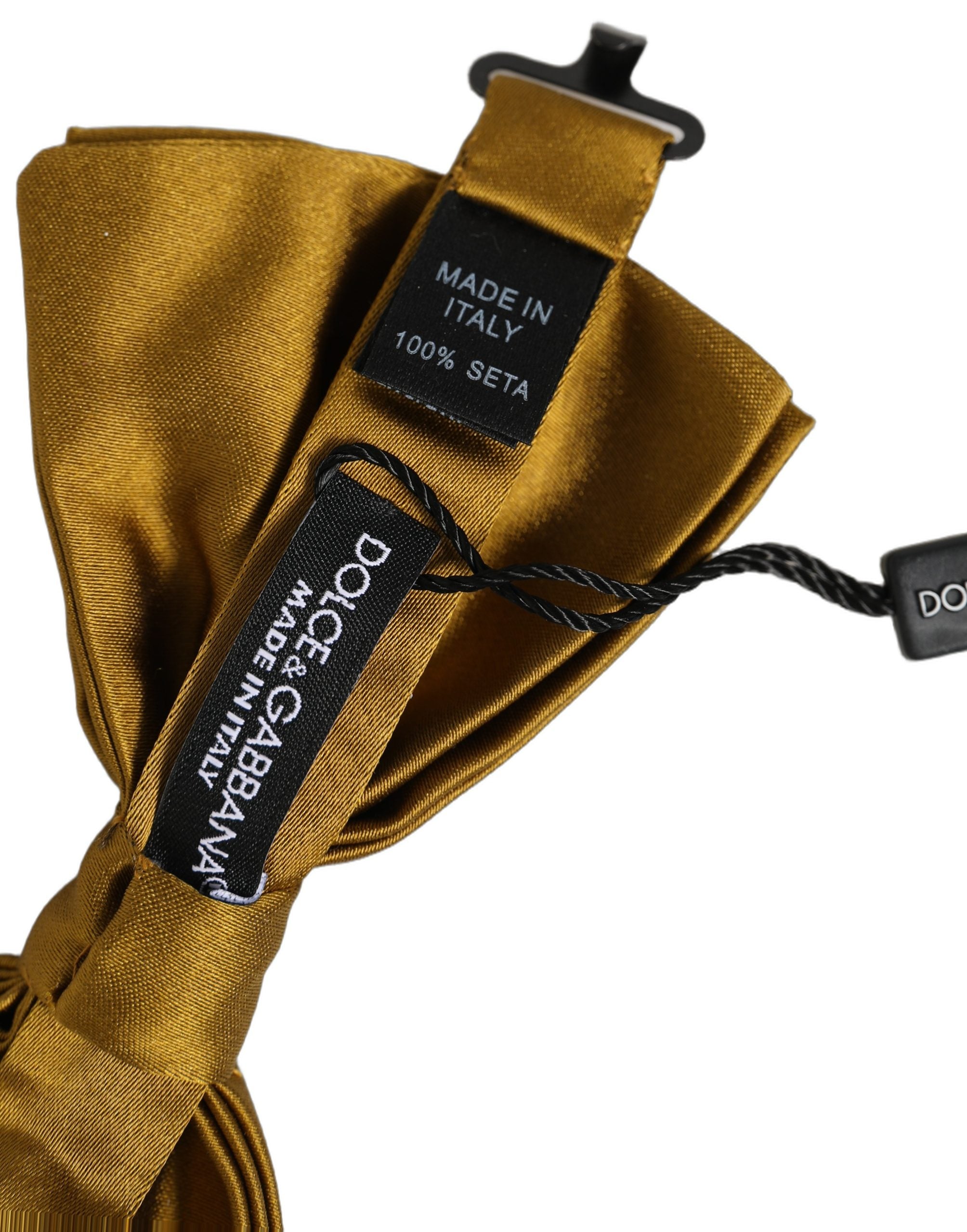 Dolce & Gabbana Men Mustard 100% Silk Adjustable Neck Papillon Bow Tie