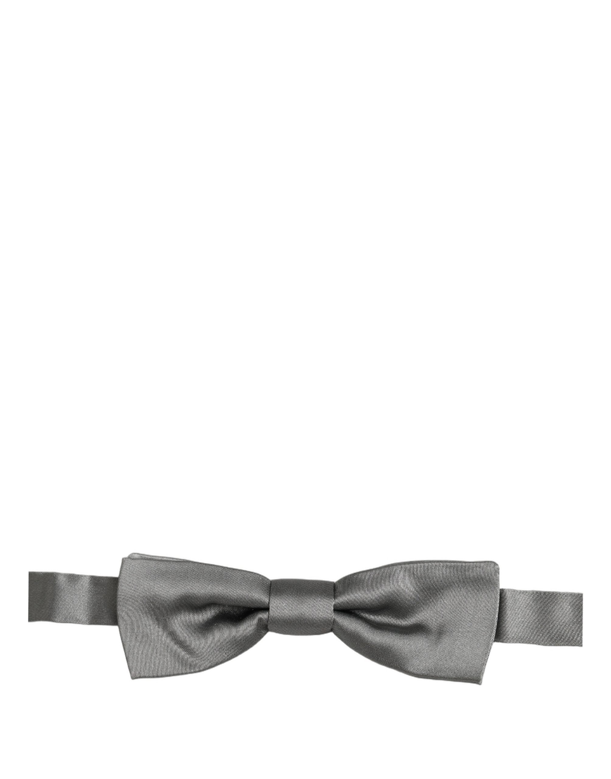 Dolce & Gabbana Men Gray 100% Silk Adjustable Neck Papillon Bow Tie