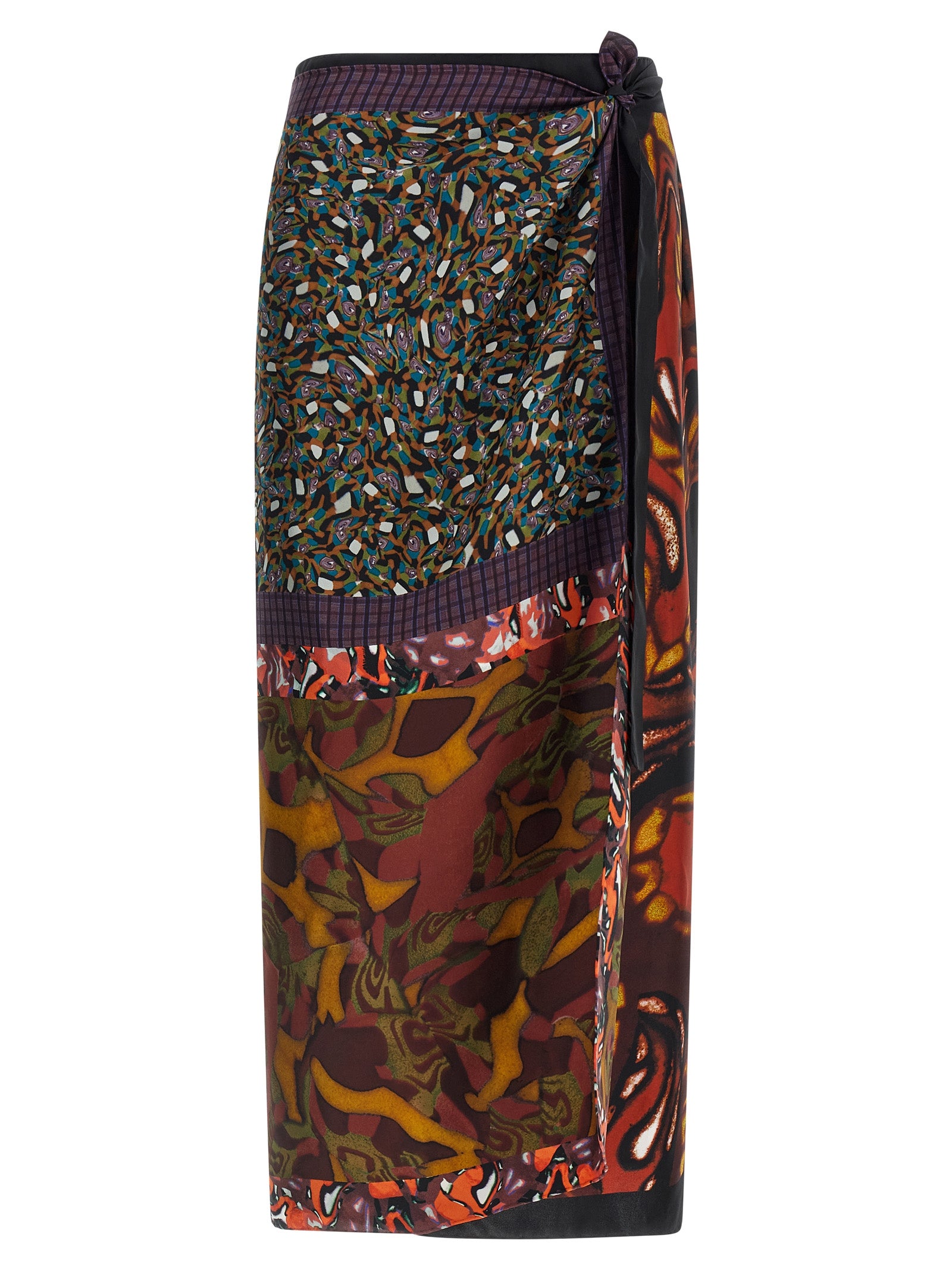 Dries Van Noten Multicolor Silk Midi Skirt
