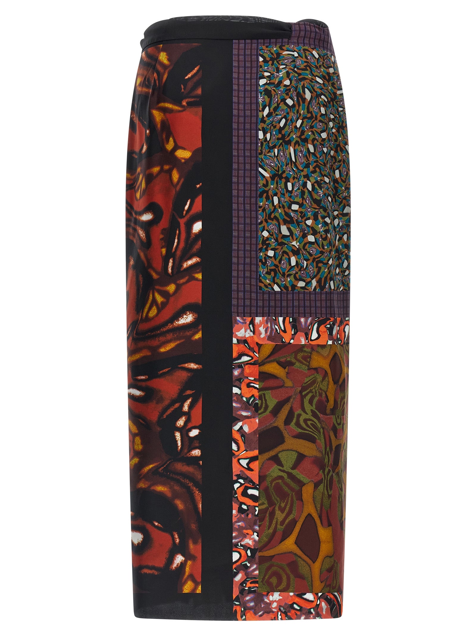 Dries Van Noten Multicolor Silk Midi Skirt