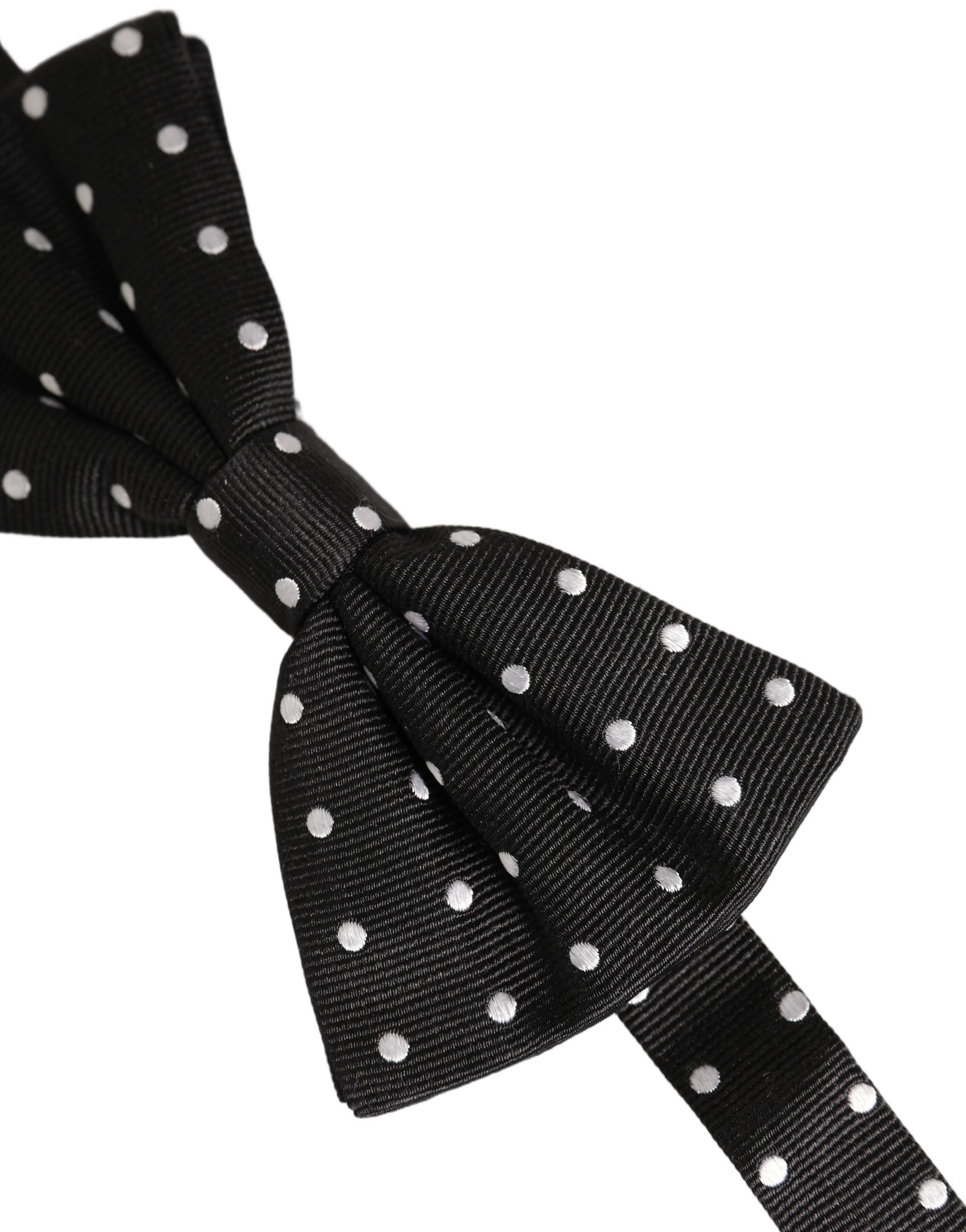 Dolce & Gabbana Black White Polka Dot Adjustable Neck Papillon Bow Tie
