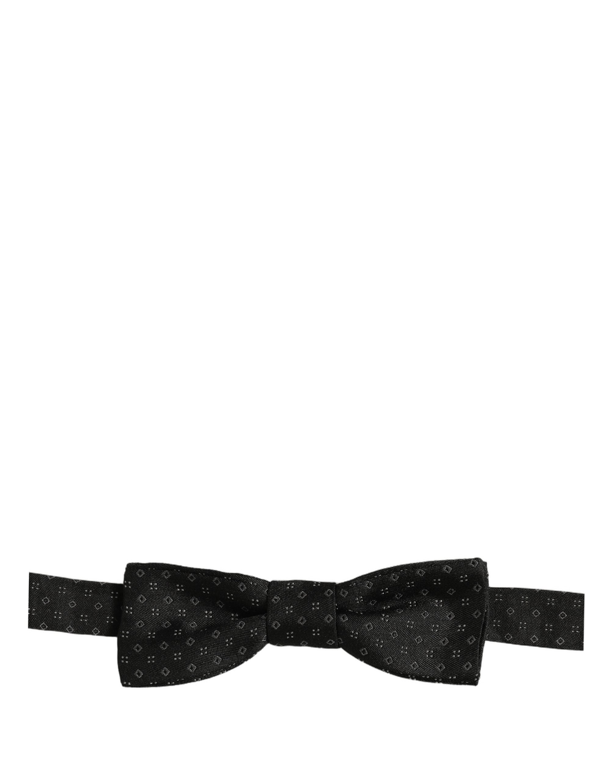 Dolce & Gabbana Black Diamond Pattern Adjustable Neck Papillon Bow Tie