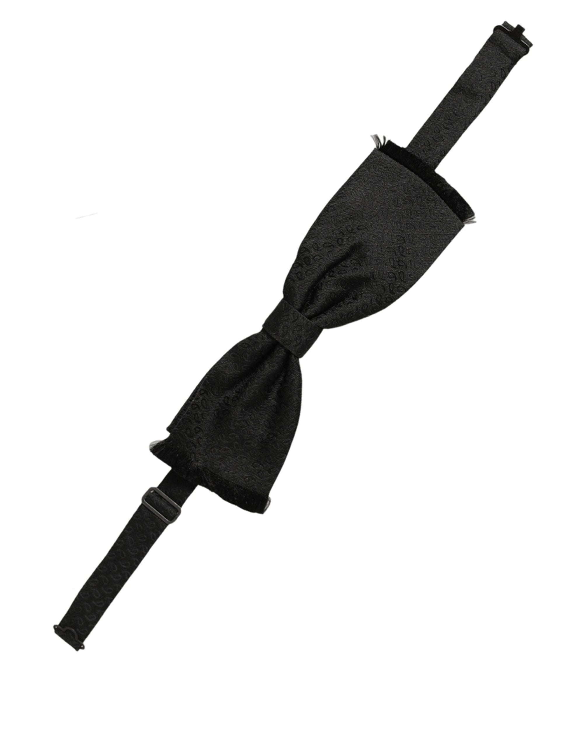 Dolce & Gabbana Men Black 100% SIlk Adjustable Neck Papillon Bow Tie