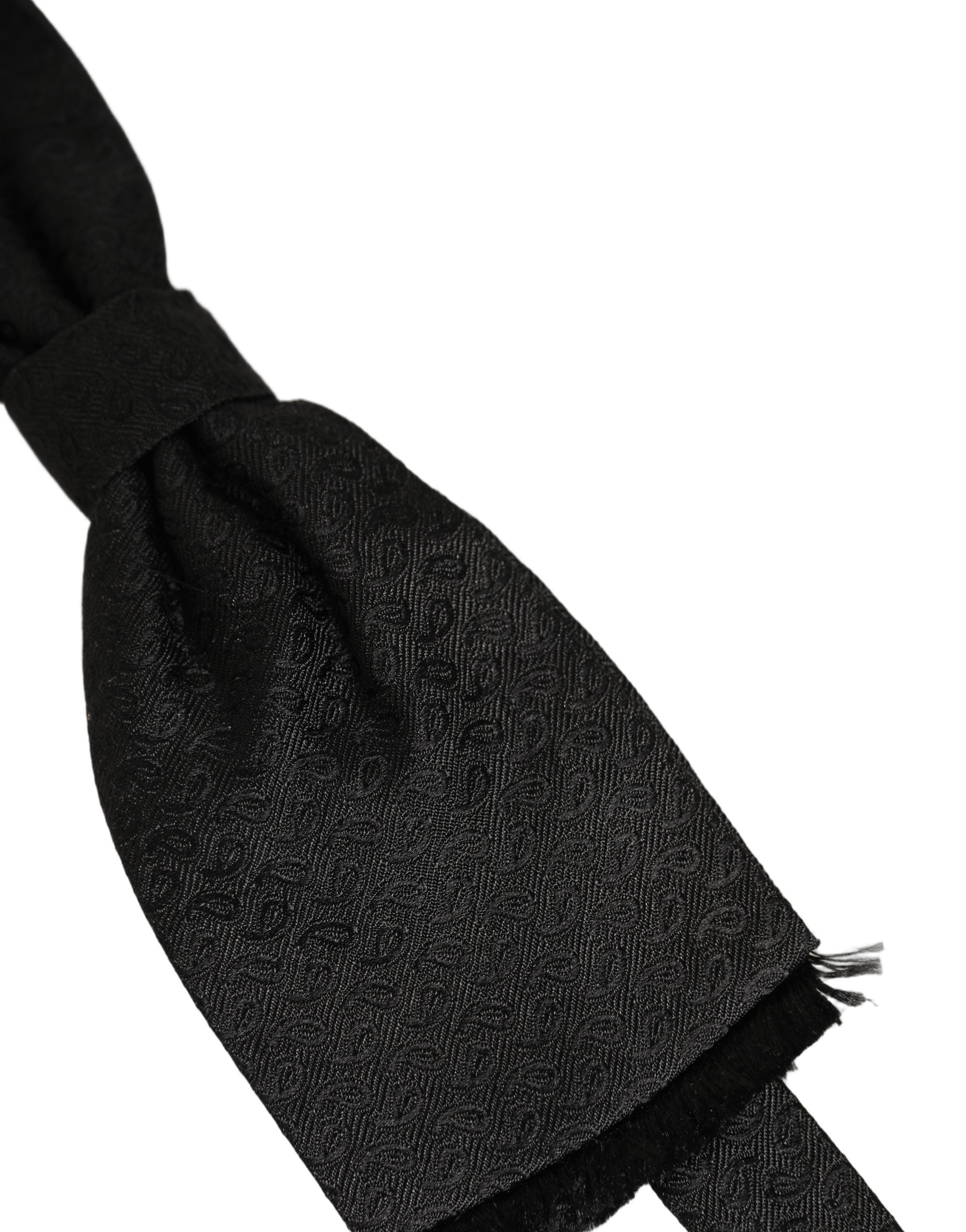 Dolce & Gabbana Men Black 100% SIlk Adjustable Neck Papillon Bow Tie