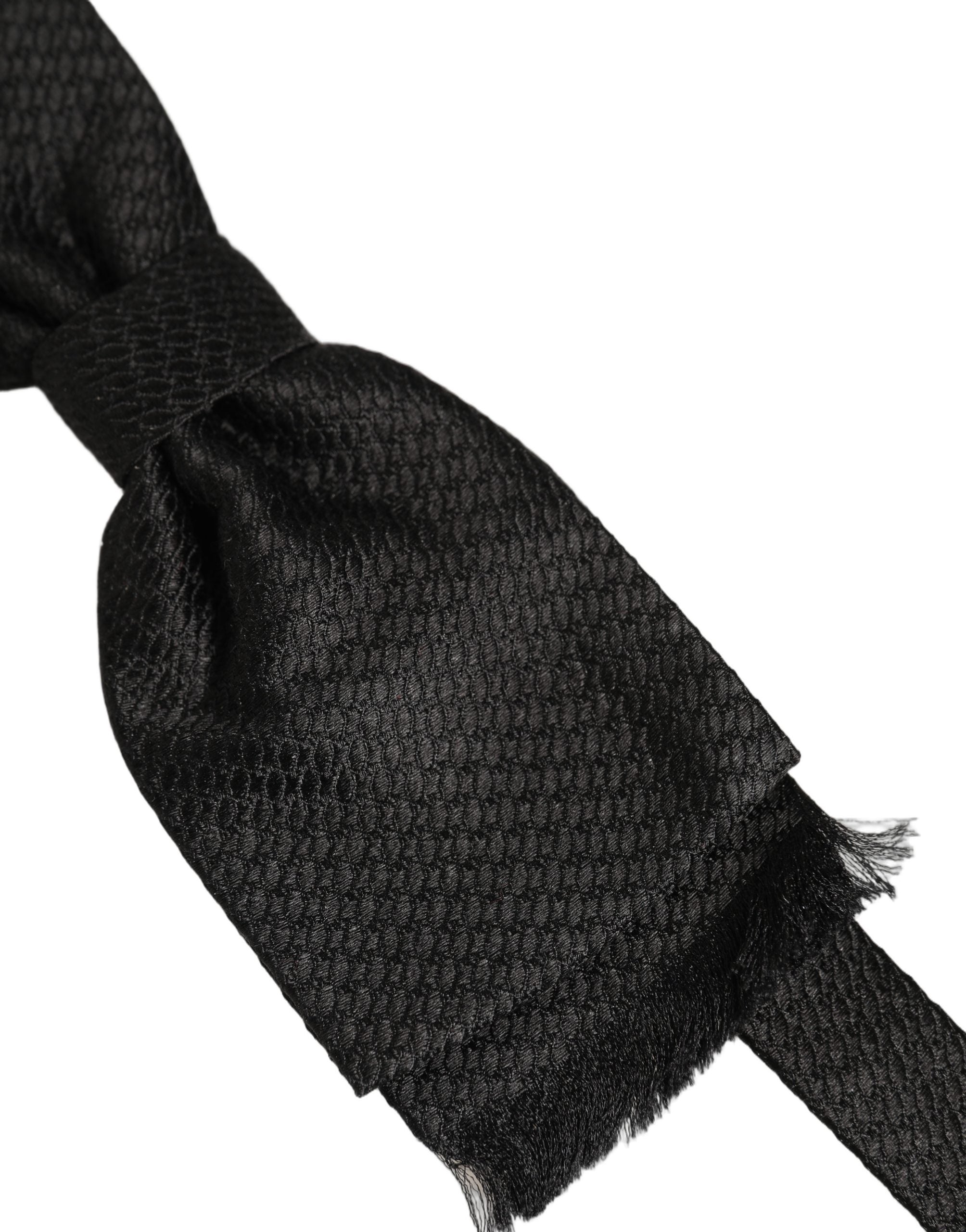 Dolce & Gabbana Men Black 100% SIlk Adjustable Neck Papillon Bow Tie