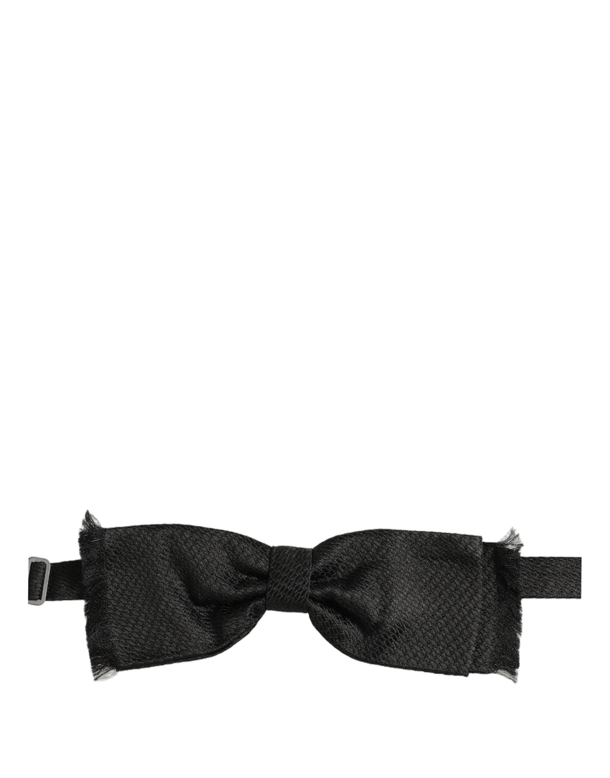 Dolce & Gabbana Men Black 100% SIlk Adjustable Neck Papillon Bow Tie