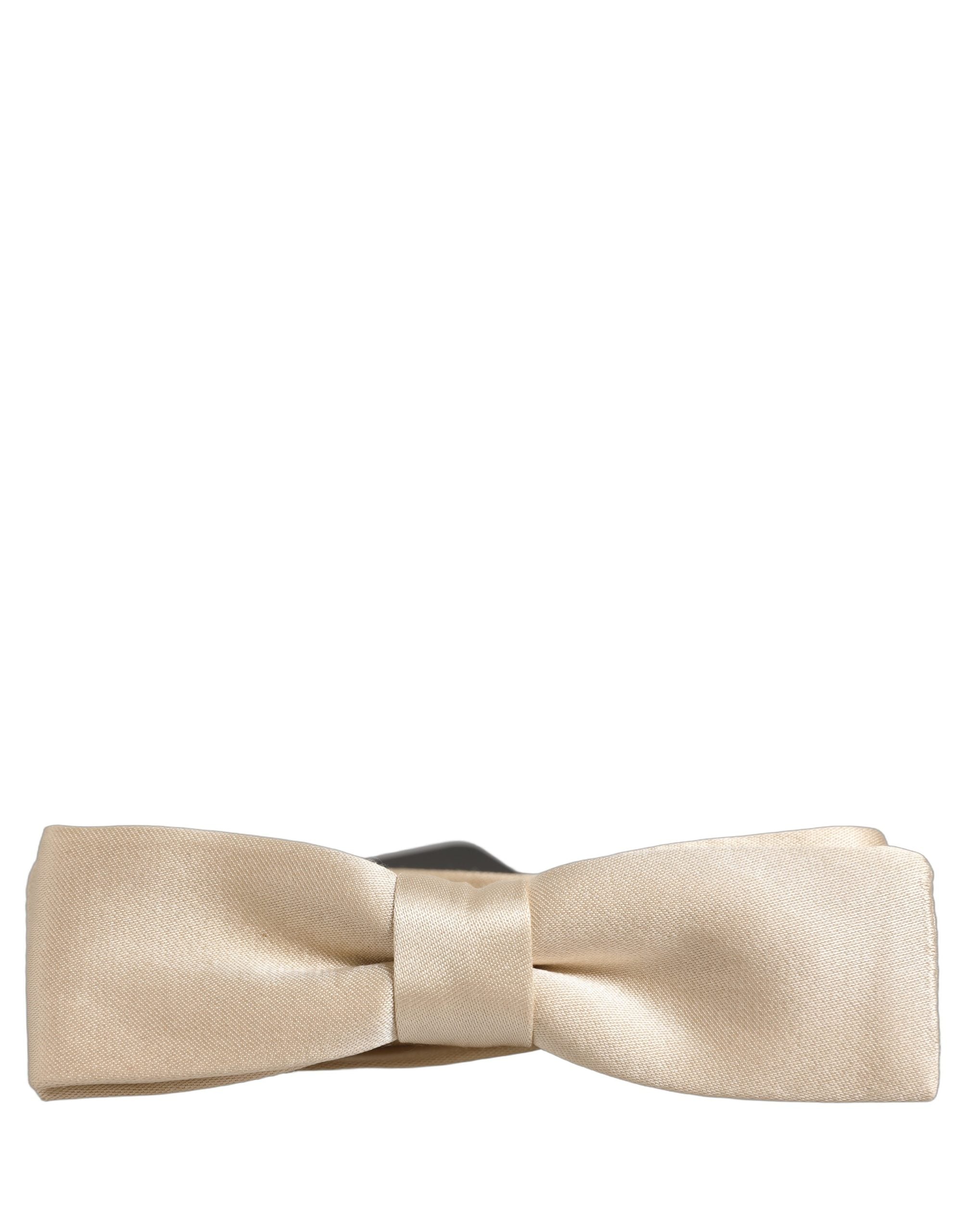 Dolce & Gabbana Men Beige 100% Silk Adjustable Neck Papillon Bow Tie