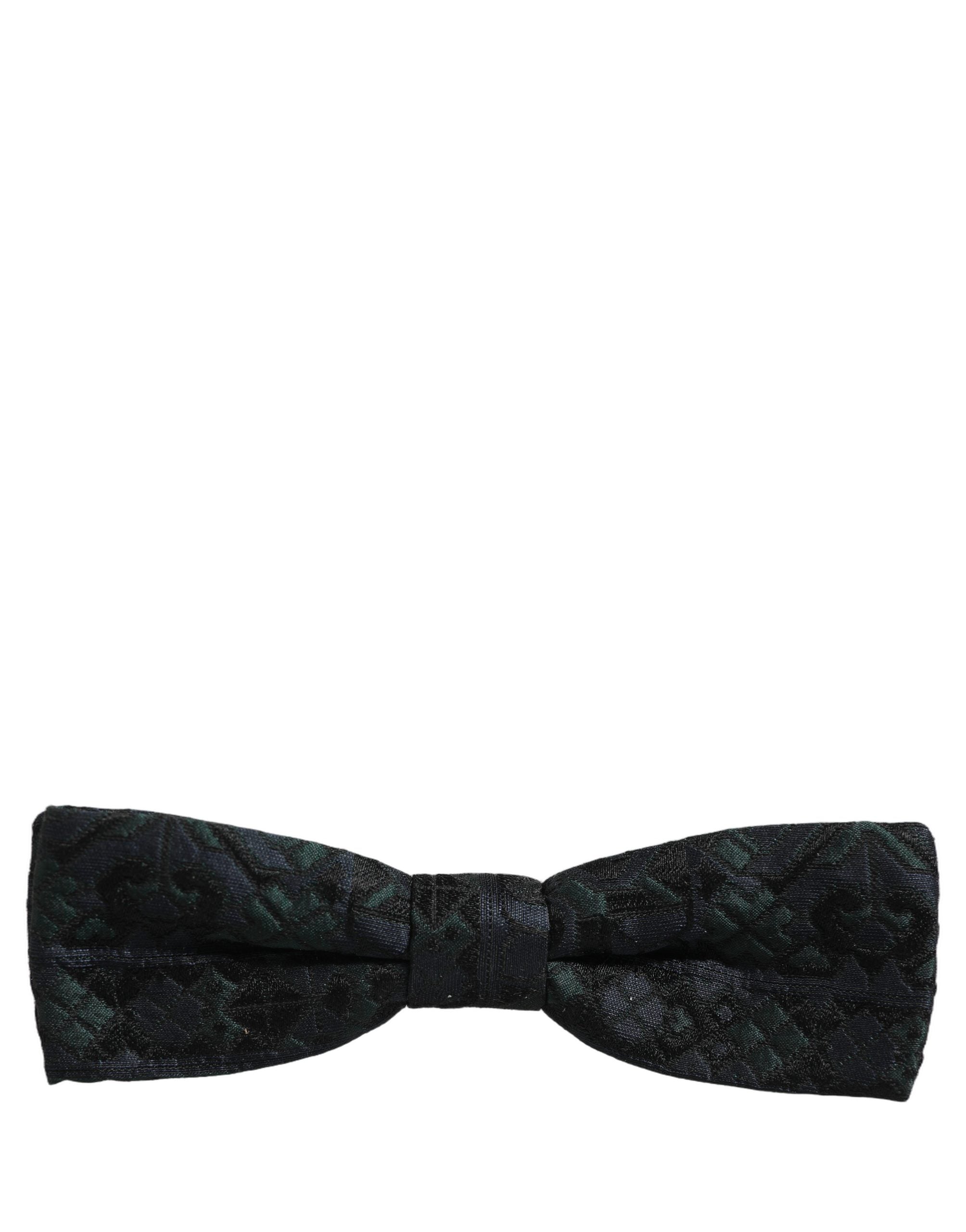 Dolce & Gabbana Men Black Green Paisley Adjustable Neck Papillon Bow Tie